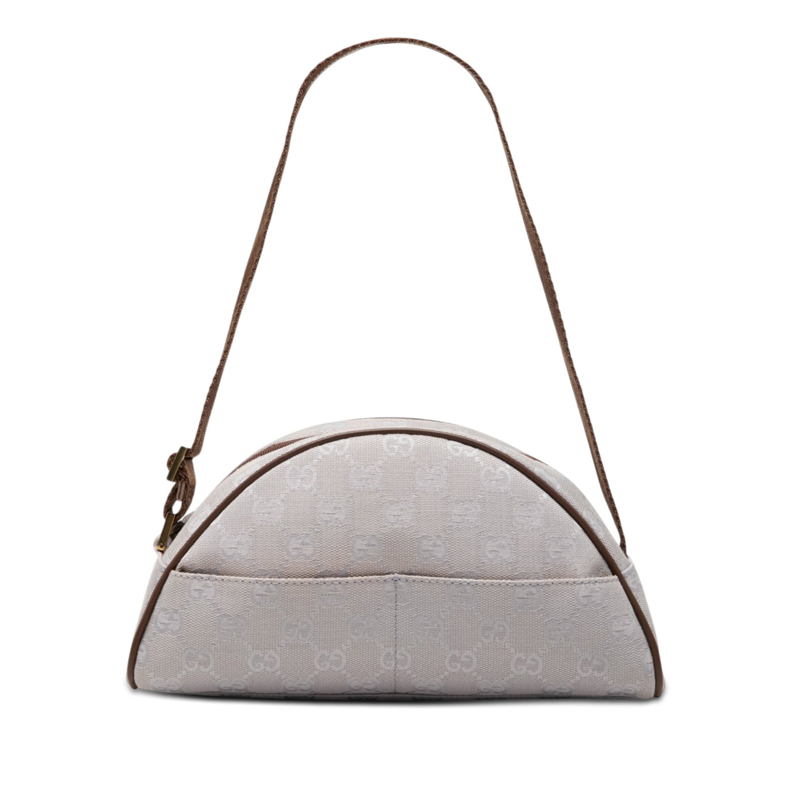 Gucci GG Canvas Purple Fabric Shoulder Bag: Gucci GG Canvas Purple Fabric Shoulder Bag Gucci GG Canvas Shoulder Bag in purple fabric with a zip-top closure, flat shoulder strap, and exterior front slip pockets. Made in Italy, this compact bag s