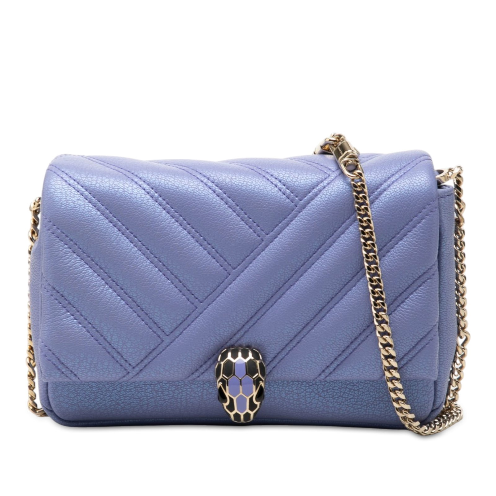 Bvlgari Serpenti Cabochon Leather Chain Crossbody Bag Purple (1 of 7)