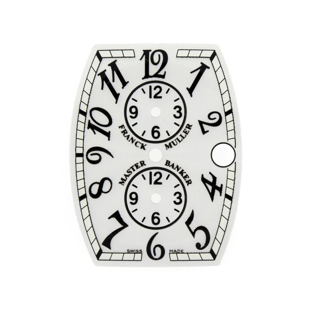 Silver Dial for Franck Muller Master Banker 26 x 34 mm: Silver Dial for Franck Muller Master Banker 26 x 34 mm Pre-owned silver dial for a Franck Muller Master Banker watch. This is a replacement dial designed for the Franck Muller Master Banker and is des