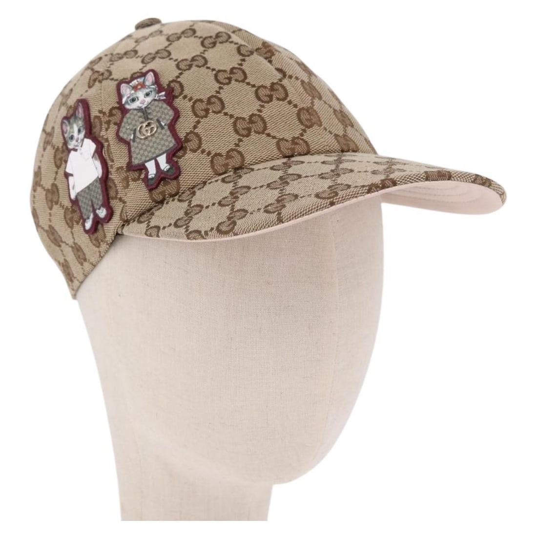 Gucci Yuko Higuchi GG Canvas Cap Beige Pink with Dust Bag: Gucci Yuko Higuchi GG Canvas Cap Beige Pink with Dust Bag A Gucci baseball cap in beige and pink GG canvas, designed in the Yuko Higuchi style. It comes with a dust bag and was made in Italy. The cap 