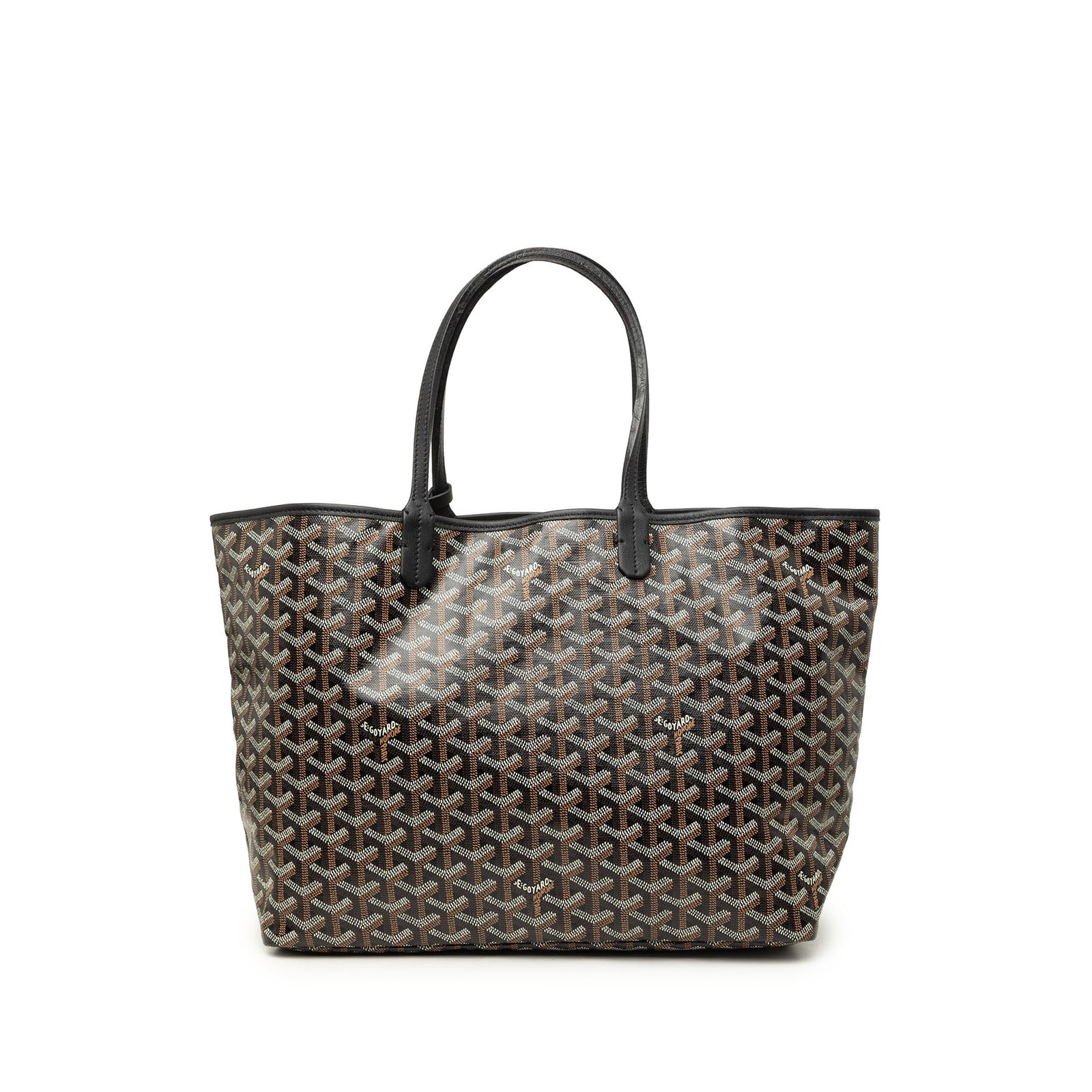 Goyard Goyardine Saint Louis PM Tote Bag Black: Goyard Goyardine Saint Louis PM Tote Bag Black The Goyardine Saint Louis PM is a tote bag with a coated canvas body, flat leather handles, and an open top. Finished in black, this piece is made in Fra