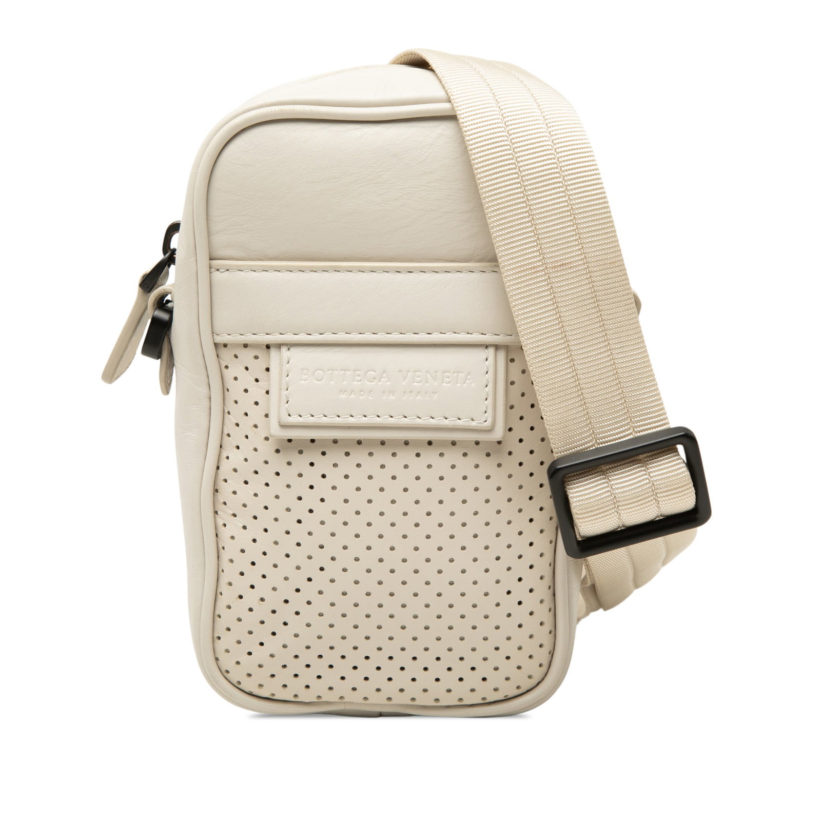 Bottega Veneta Leggero perforated calfskin crossbody bag white (1 of 6)