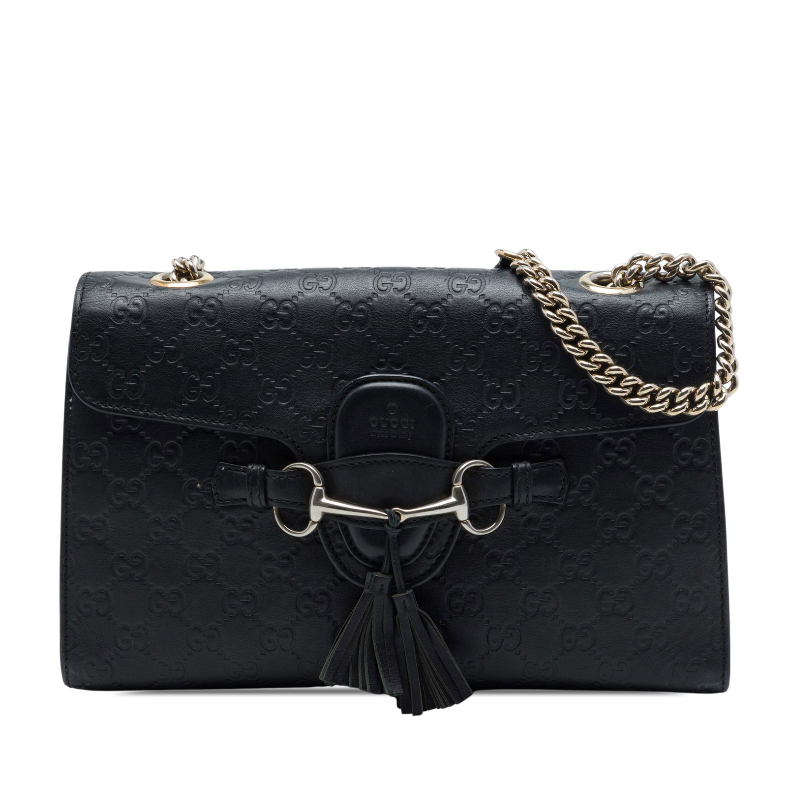 Gucci Emily Medium Guccissima Leather Shoulder Bag Black (1 of 6)