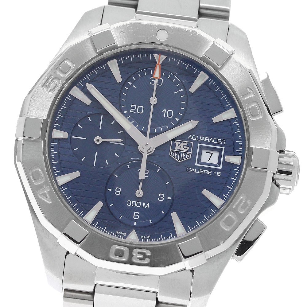 TAG HEUER Aquaracer CAY2112.BA0925 mens automatic chronograph watch: TAG HEUER Aquaracer CAY2112.BA0925 mens automatic chronograph watch TAG HEUER Aquaracer Chronograph automatic men's wristwatch with a navy dial and stainless steel case and bracelet. This watch featur