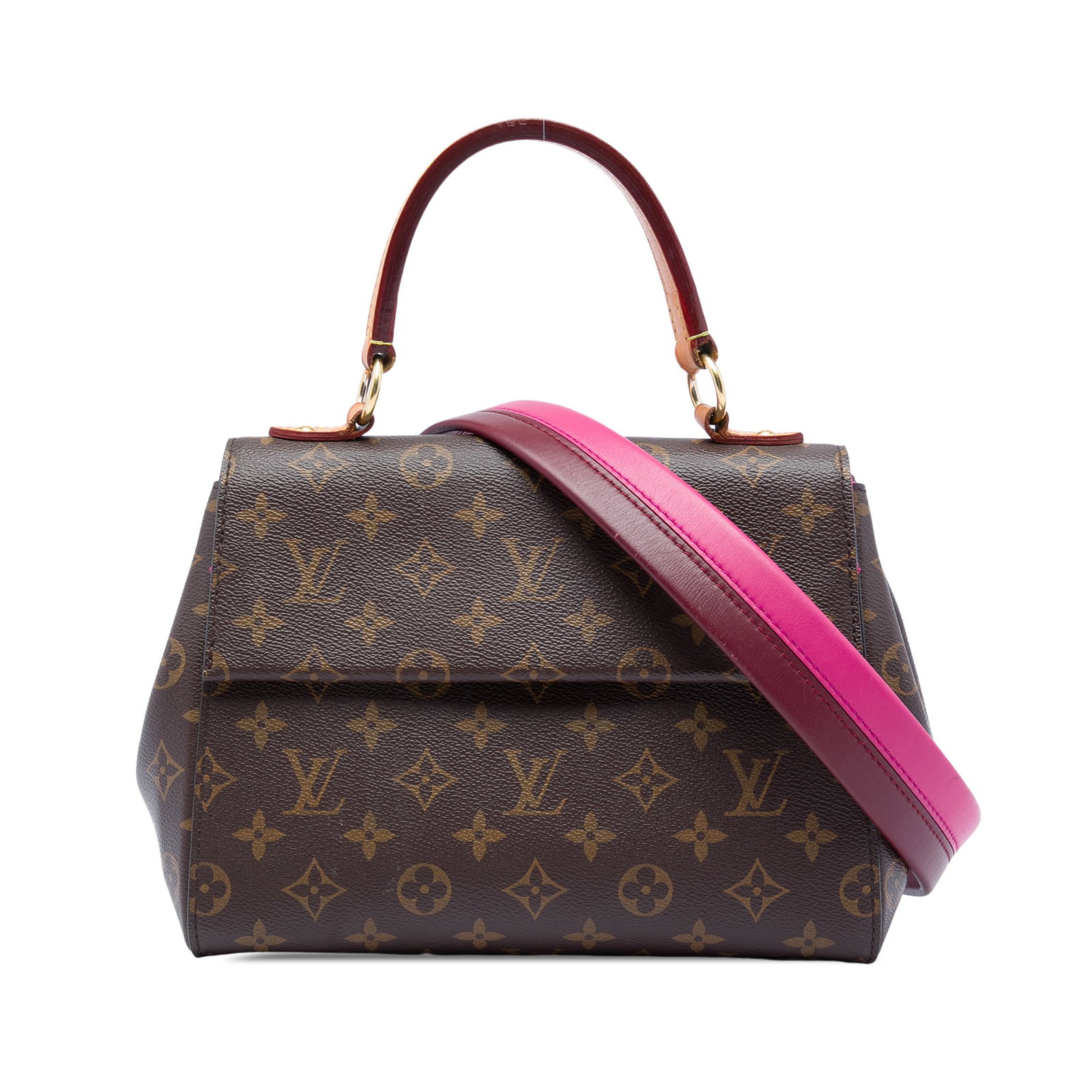 Louis Vuitton Cluny BB Monogram Canvas Top Handle Bag: Louis Vuitton Cluny BB Monogram Canvas Top Handle Bag Louis Vuitton Monogram Cluny BB bag crafted with a monogram canvas body, a flat vachetta leather top handle, and a detachable flat leather strap. 