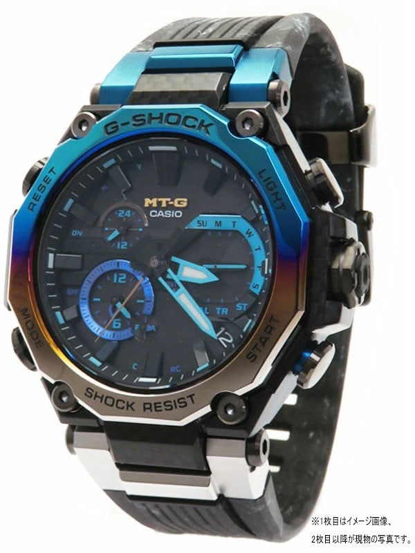 CASIO MTG-B2000YST-1AJR G-SHOCK MT-G men's solar radio wristwatch: CASIO MTG-B2000YST-1AJR G-SHOCK MT-G men's solar radio wristwatch CASIO G-SHOCK MT-G men's wristwatch with a solar-powered radio-controlled quartz movement. This model features a black and multicolor 