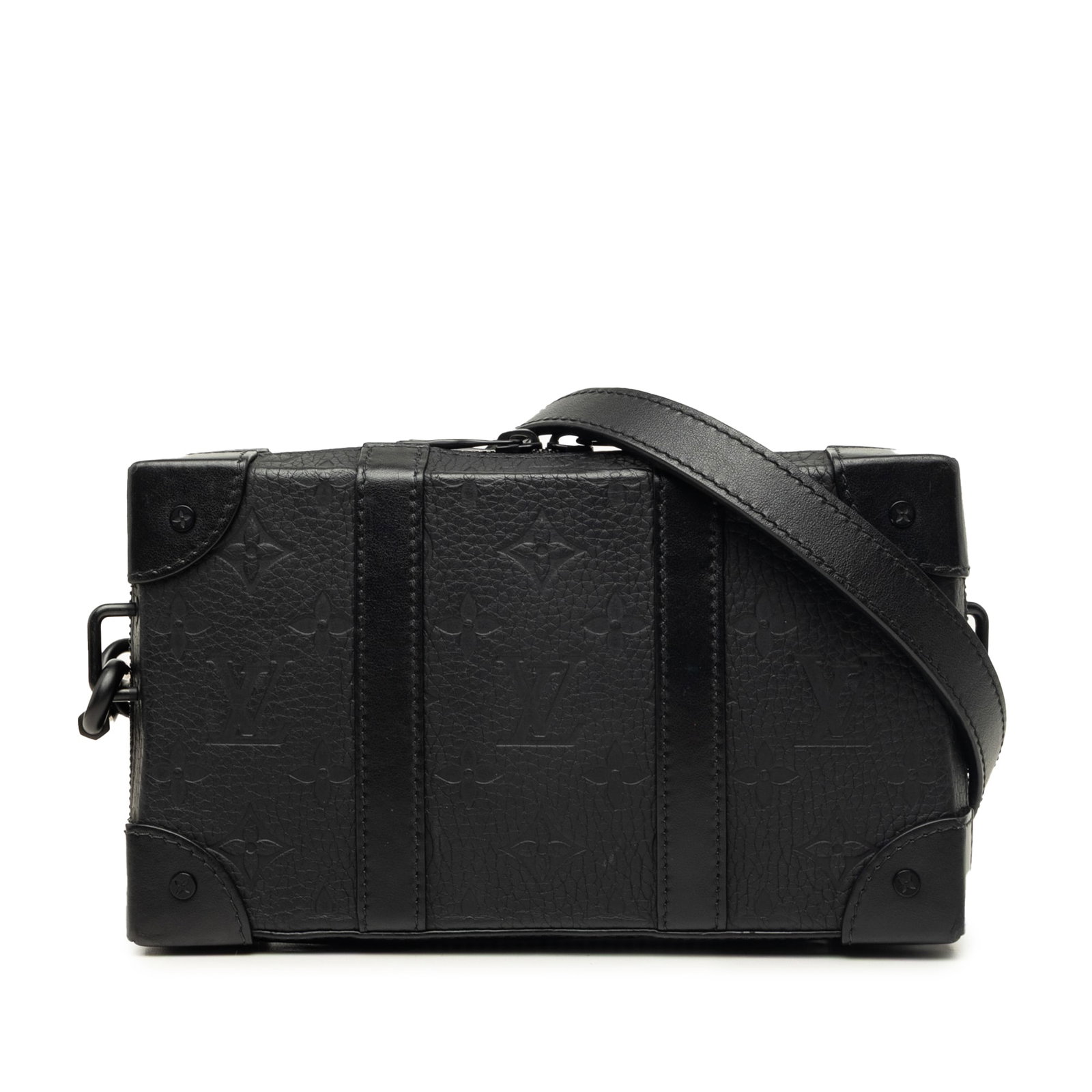 Louis Vuitton Soft Trunk Wallet in Black Monogram Taurillon Leather: Louis Vuitton Soft Trunk Wallet in Black Monogram Taurillon Leather This Louis Vuitton Soft Trunk Wallet is crafted in black Monogram Taurillon embossed leather and features a detachable flat leather 