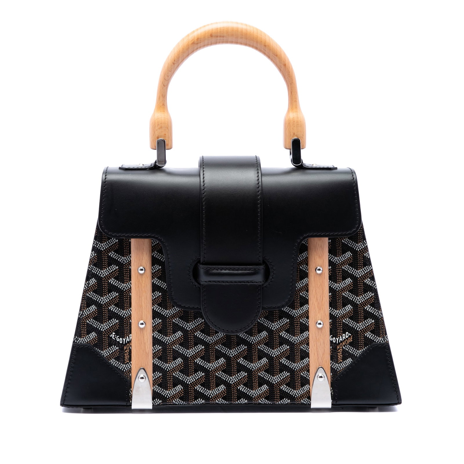 Goyard Saigon Structured PM Black Goyardine Handbag (1 of 6)