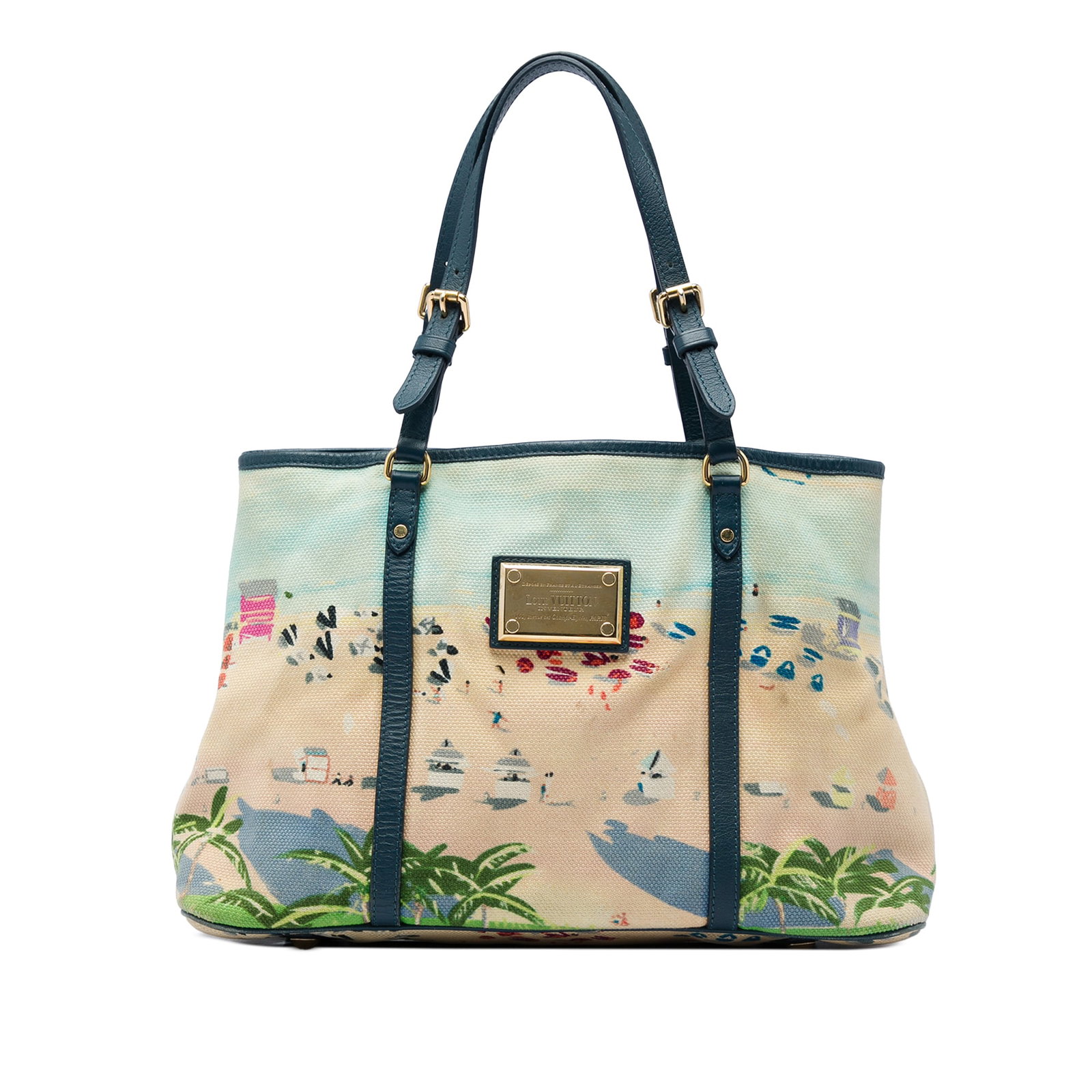 Louis Vuitton Ailleurs PM Cabas Promenade Tote Bag: Louis Vuitton Ailleurs PM Cabas Promenade Tote Bag Louis Vuitton Ailleurs Cabas Promenade PM tote bag with a printed canvas body, flat leather straps, an open top, and an interior zip pocket. The bag 
