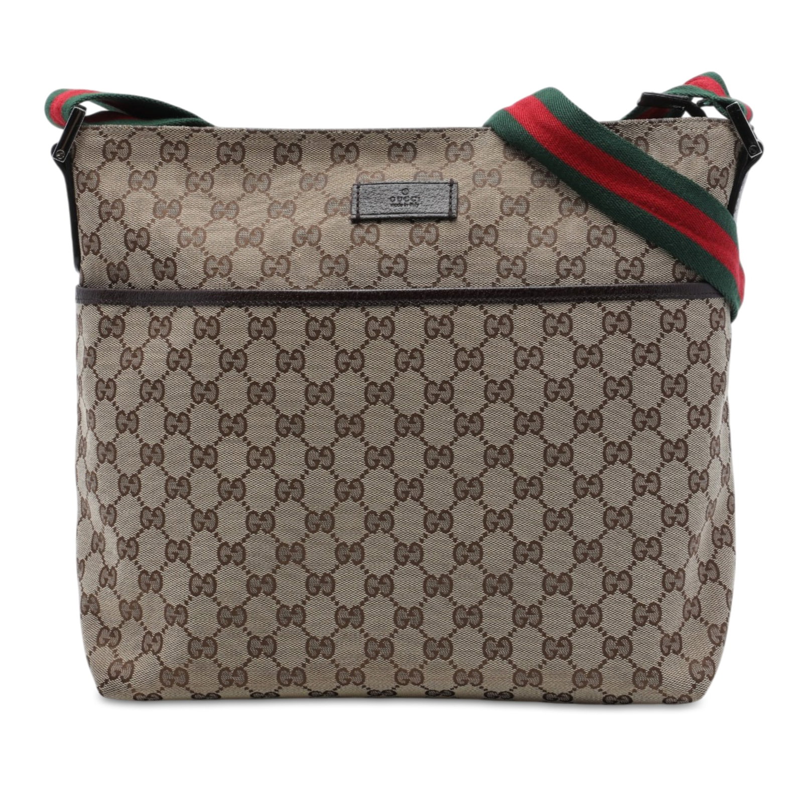 Gucci GG Canvas Web Bag Beige Fabric Crossbody: Gucci GG Canvas Web Bag Beige Fabric Crossbody Gucci GG Canvas Web Crossbody bag crafted with a canvas body and leather trim. It features an adjustable flat web strap, an exterior slip pocket, a top z