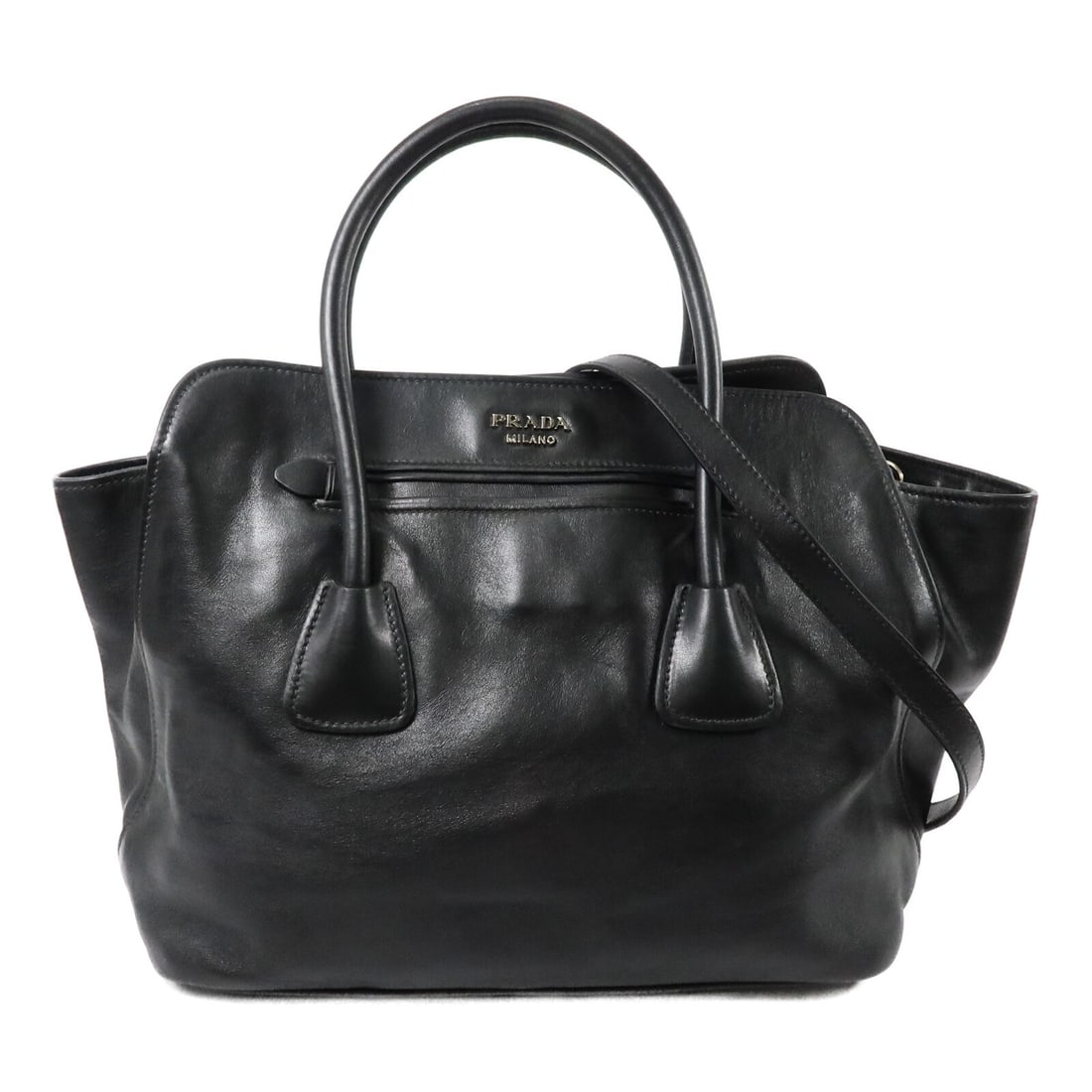 PRADA BN2611 Militare 2 Way Shoulder Bag Black Calfskin (1 of 15)