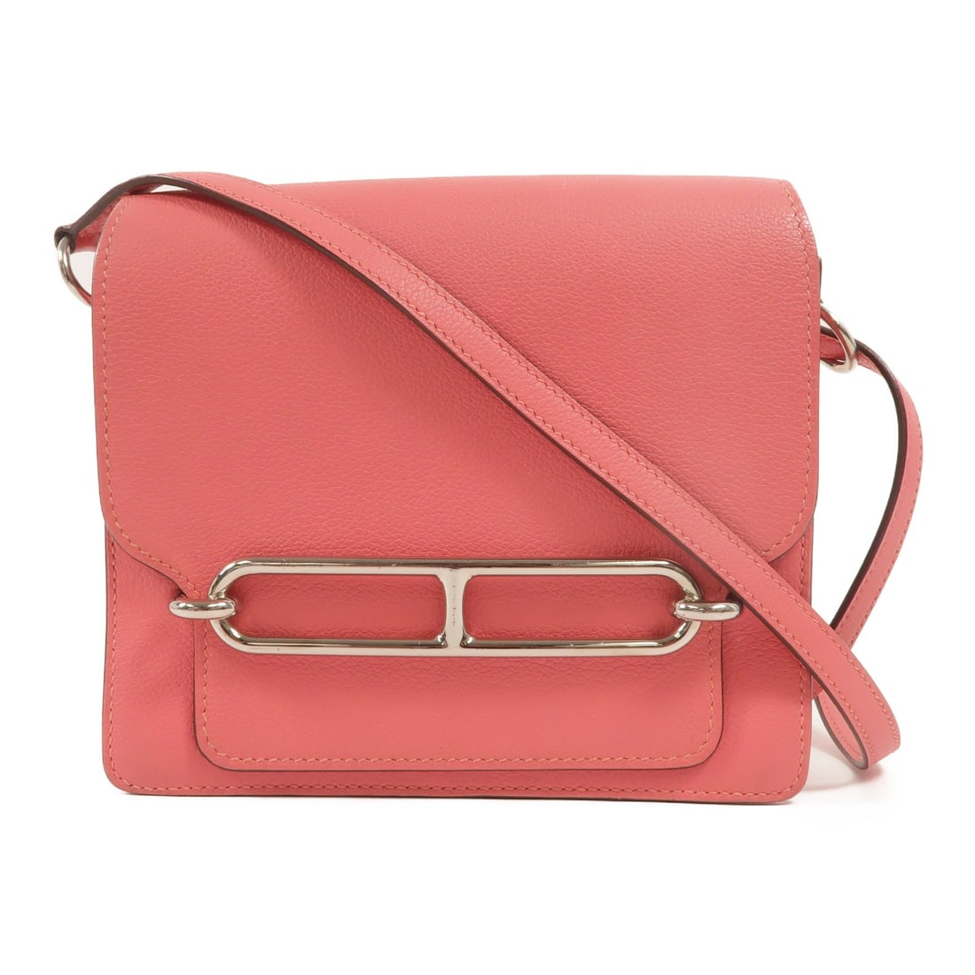Hermes Roulis Mini Shoulder Bag Rose Azalee Evercolor Leather: Hermes Roulis Mini Shoulder Bag Rose Azalee Evercolor Leather Hermes Roulis Mini shoulder bag in Evercolor leather and calfskin (cowhide) with a pink Rose Azalee colorway and PHW hardware. Made in Fra