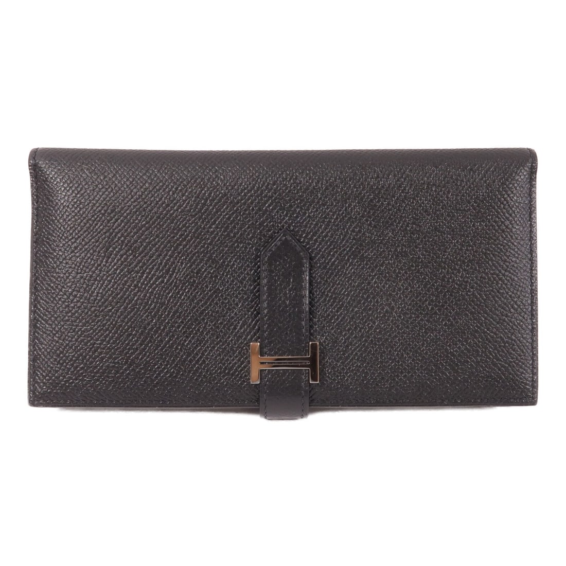 Hermes Epsom Calfskin Long Wallet Black Palladium Hardware: Hermes Epsom Calfskin Long Wallet Black Palladium Hardware Hermes zipper long wallet crafted in Veau Epsom leather in Noir. This bifold purse features a slim profile with multiple interior compartment