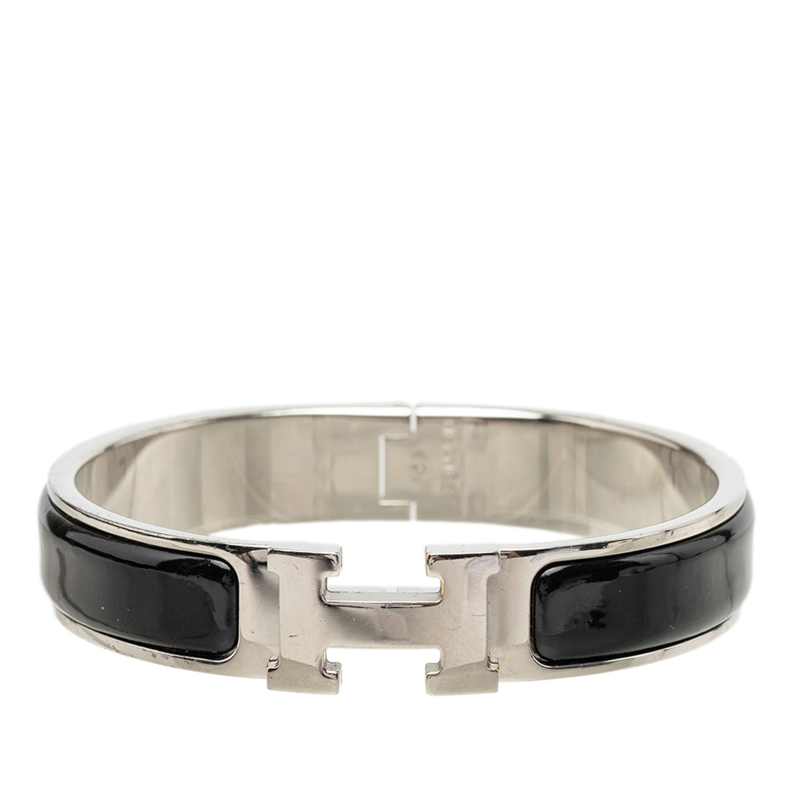Hermes Clic H PM Narrow Enamel Bracelet Black (1 of 5)
