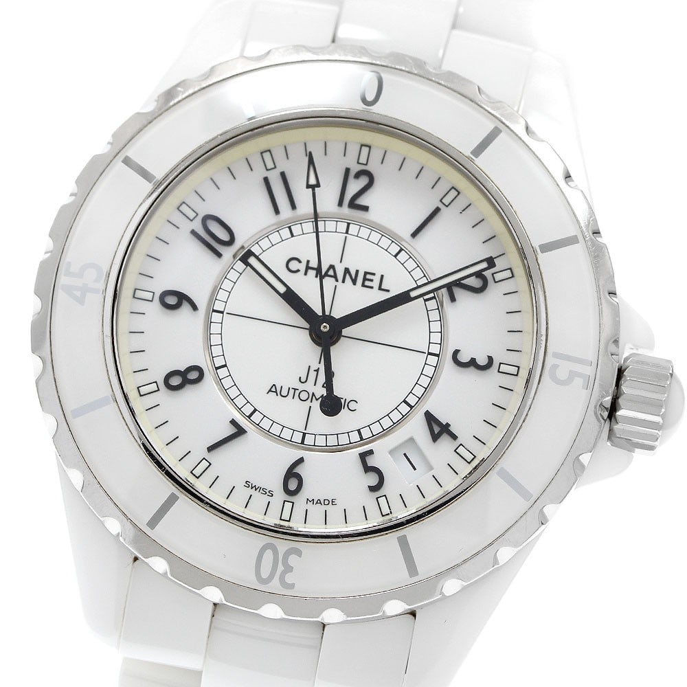 CHANEL J12 H0970 mens automatic wristwatch white ceramic steel: CHANEL J12 H0970 mens automatic wristwatch white ceramic steel CHANEL J12 men's wristwatch with a white dial and automatic movement. This Swiss-made watch features a stainless steel and ceramic case a