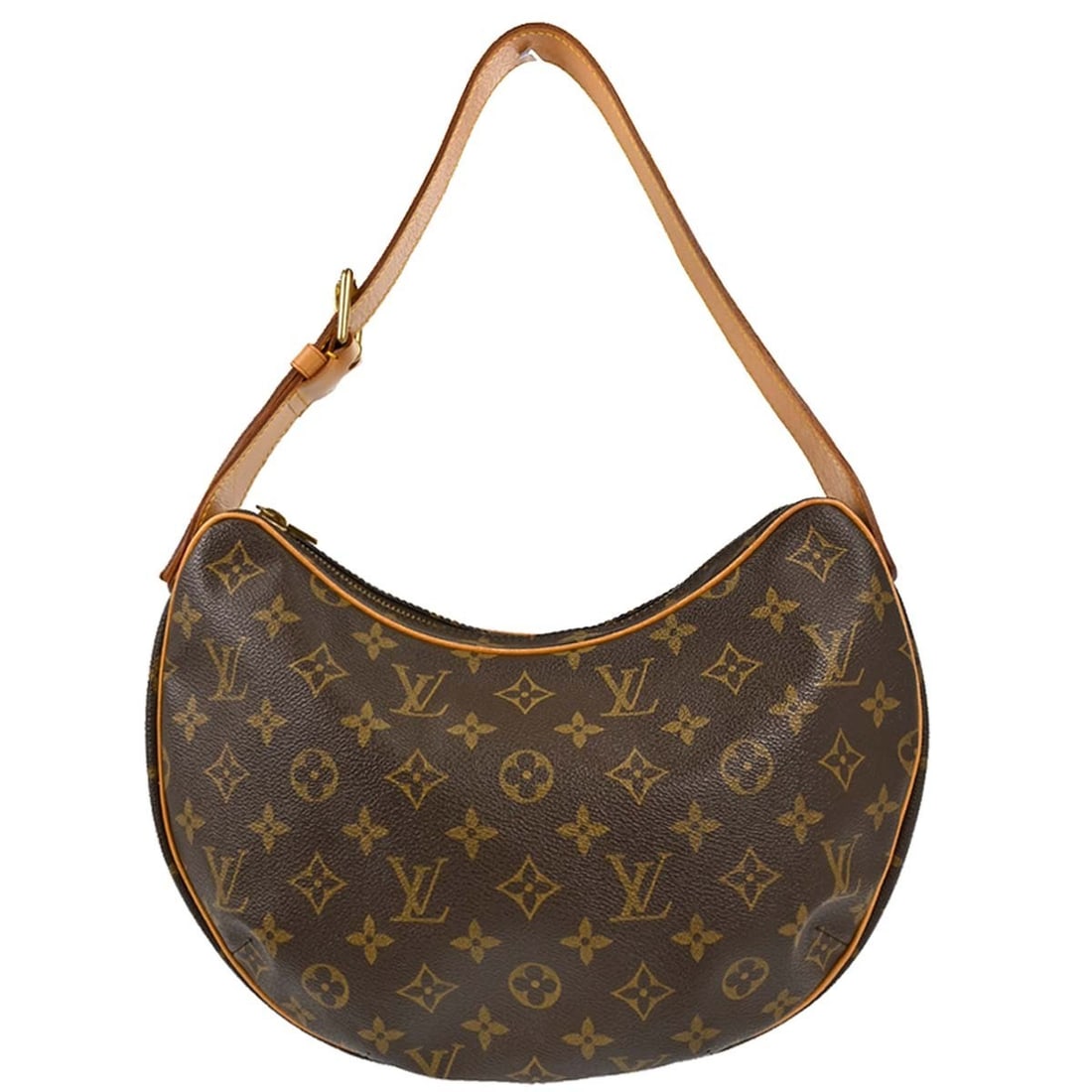 Louis Vuitton Croissant MM Monogram Canvas Hobo Bag M51512: Louis Vuitton Croissant MM Monogram Canvas Hobo Bag M51512 Louis Vuitton Croissant MM hobo handbag in brown Monogram canvas with leather trim and an adjustable top handle. The bag features a zip closu