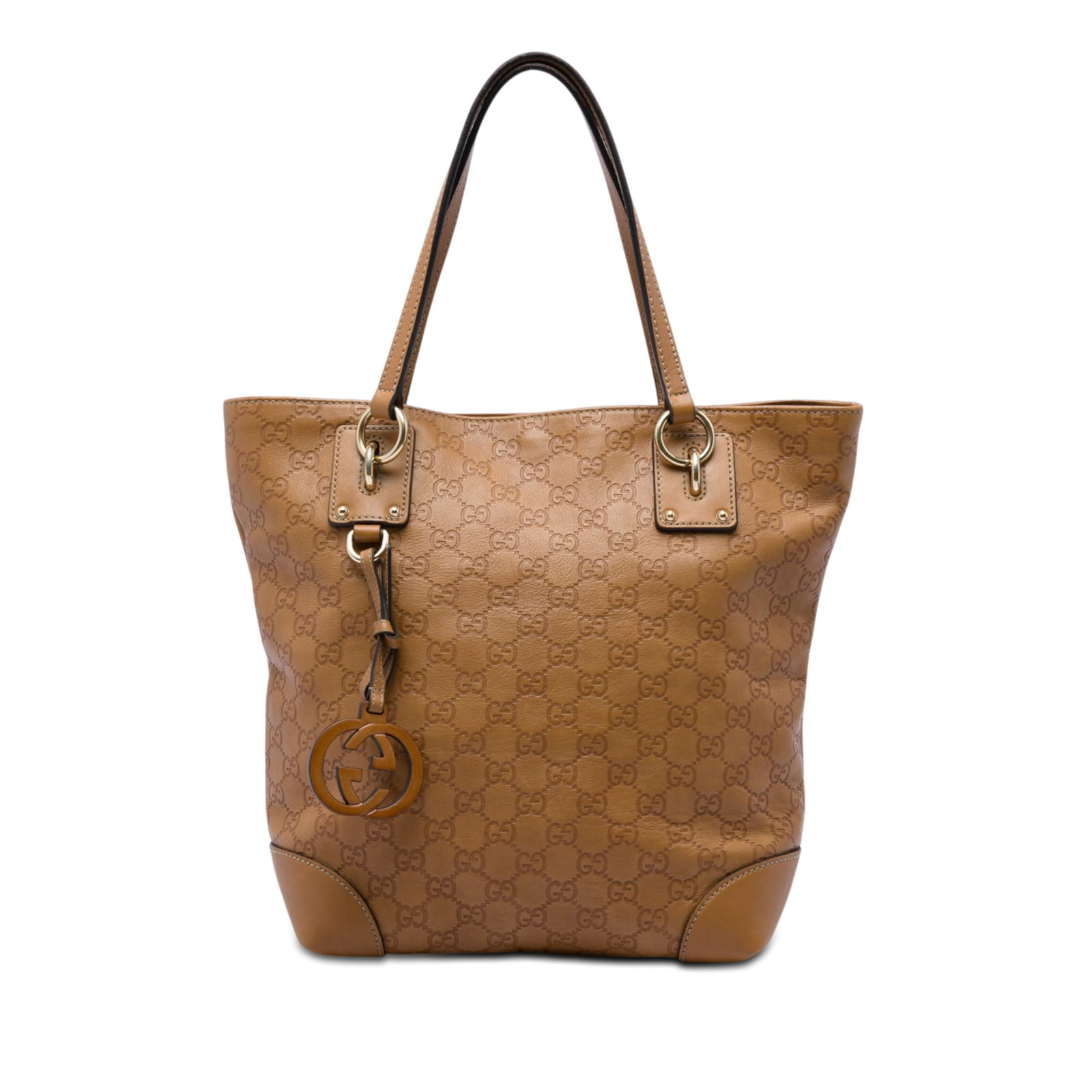 Gucci Medium Guccissima GG Charm Leather Tote Bag Brown (1 of 5)
