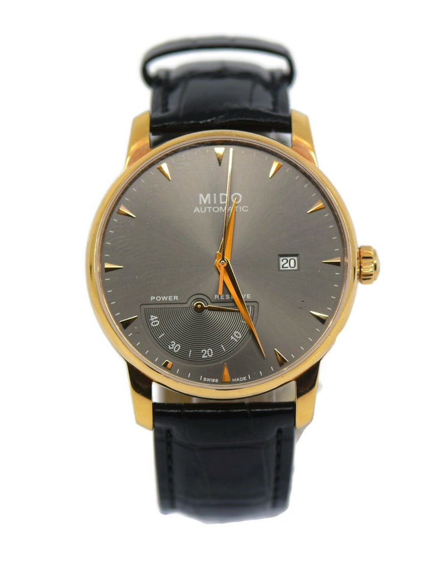 Mido Baroncelli Power Reserve Mens Automatic Wristwatch Ref M8605.3.13.4: Mido Baroncelli Power Reserve Mens Automatic Wristwatch Ref M8605.3.13.4 Pre-owned Mido Baroncelli Power Reserve wristwatch with an automatic mechanical movement and grey dial. This men's watch featur