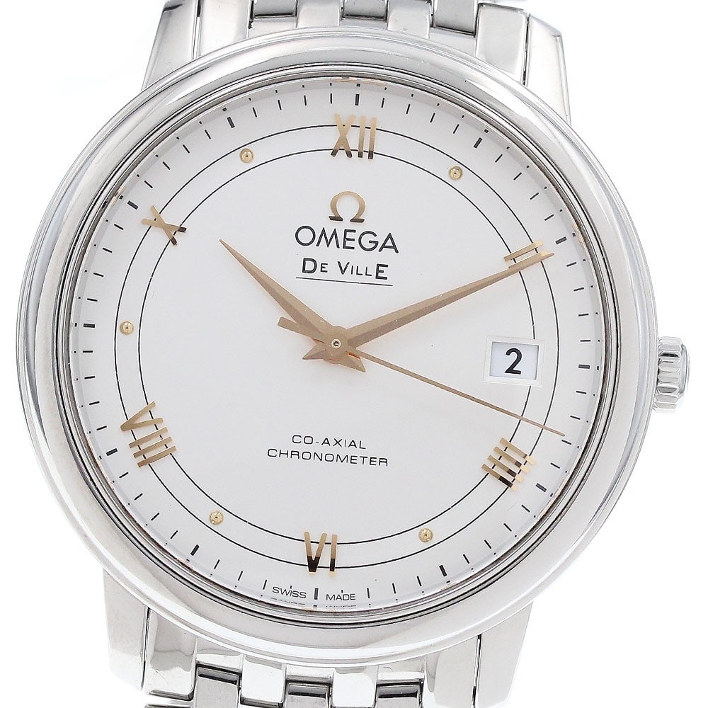 OMEGA De Ville Prestige 424.10.37.20.02.002 automatic mens wristwatch: OMEGA De Ville Prestige 424.10.37.20.02.002 automatic mens wristwatch OMEGA De Ville Prestige Co-Axial automatic men's wristwatch with a silver dial, stainless steel case, and stainless steel bracelet