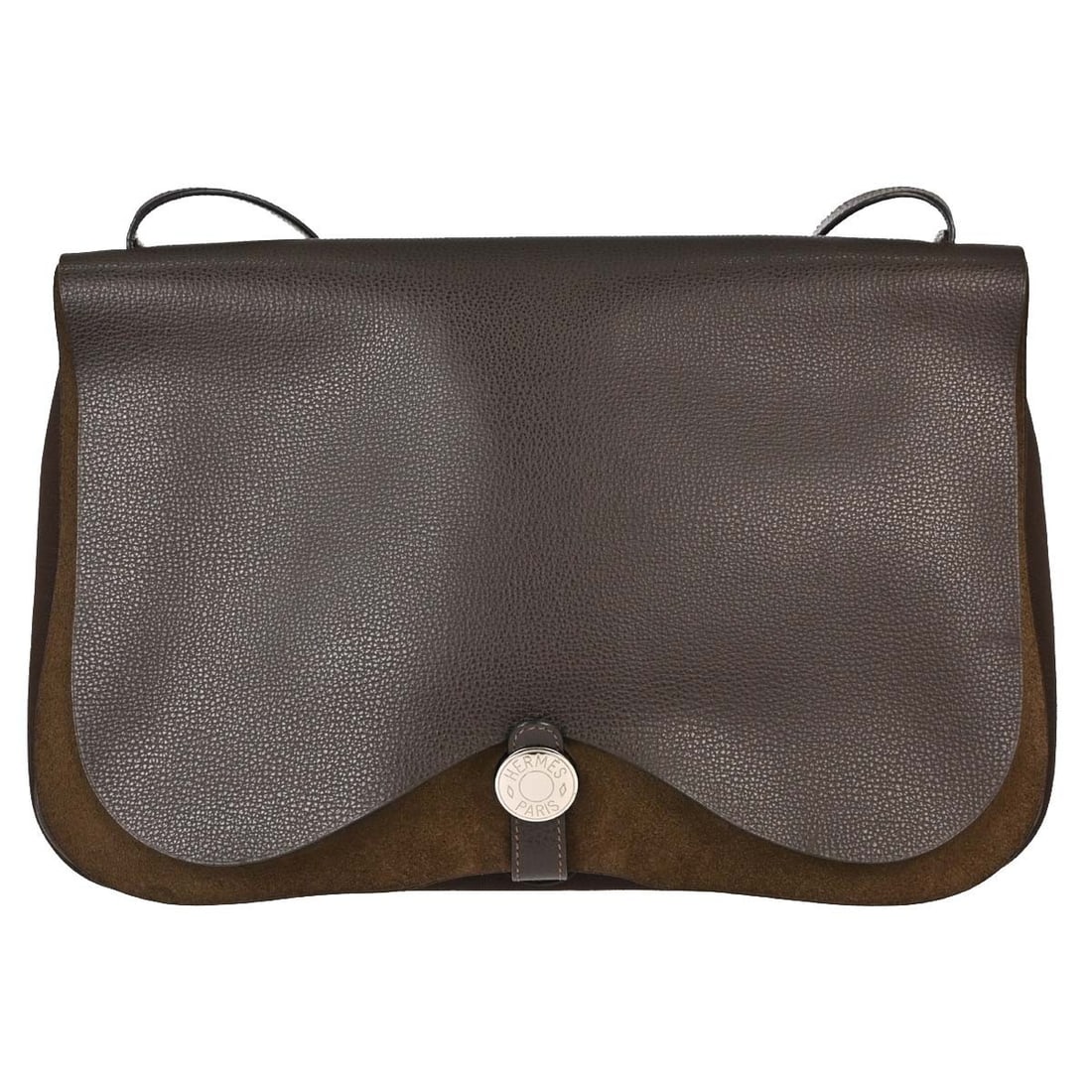 HERMES Sac Colorado GM Shoulder Bag Toile Officier Vache Liegee Cafe: HERMES Sac Colorado GM Shoulder Bag Toile Officier Vache Liegee Cafe Vintage Hermes Sac Colorado GM shoulder bag in Cafe Toile Officier and Vache Liegee. This women's medium shoulder bag features a br