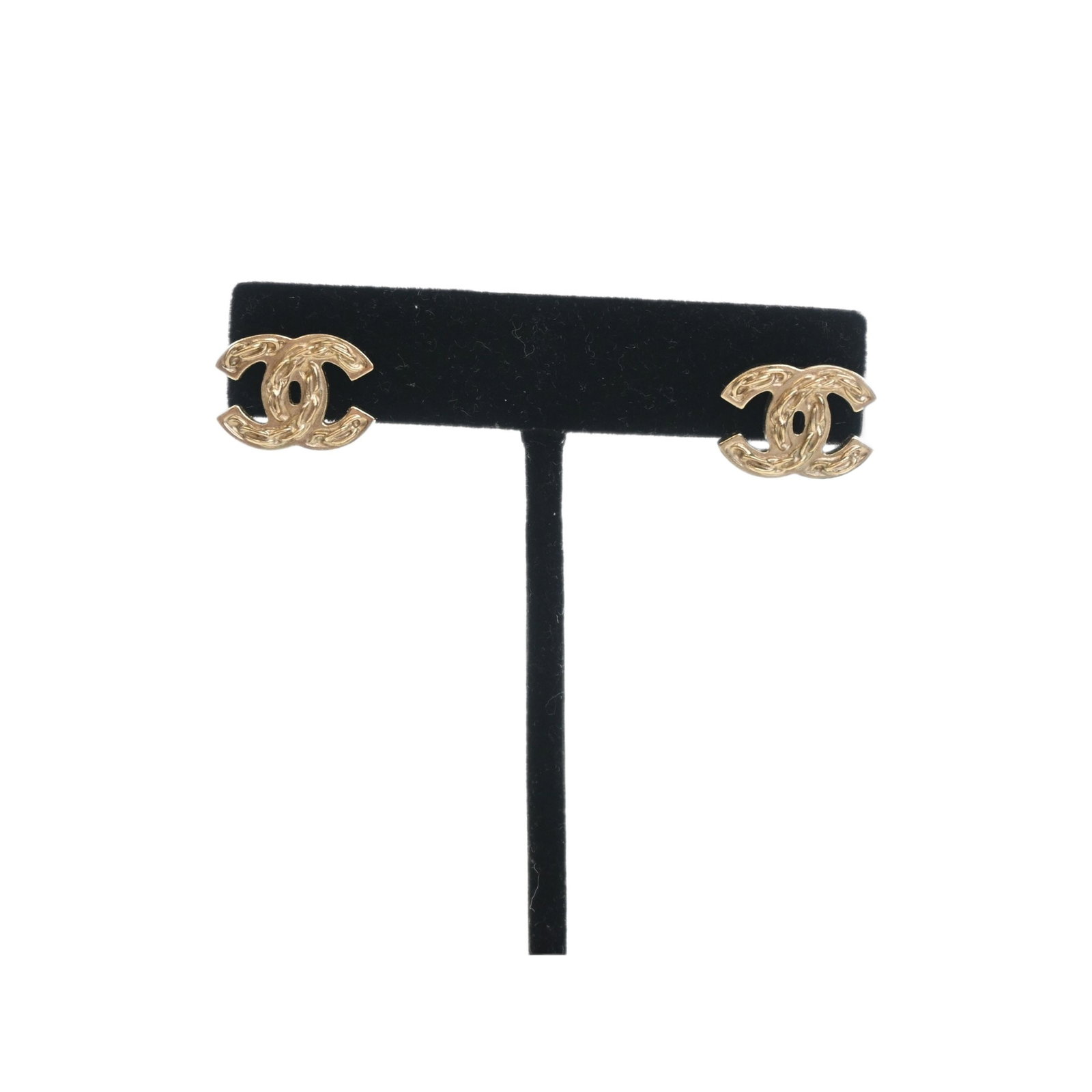 Chanel CC Gold Plated Clip On Style Earrings: Chanel CC Gold Plated Clip On Style Earrings Chanel CC push back earrings in gold plated metal. This pair includes the dust bag and box. Condition is B+ with visible wear including rusty or tarnished 