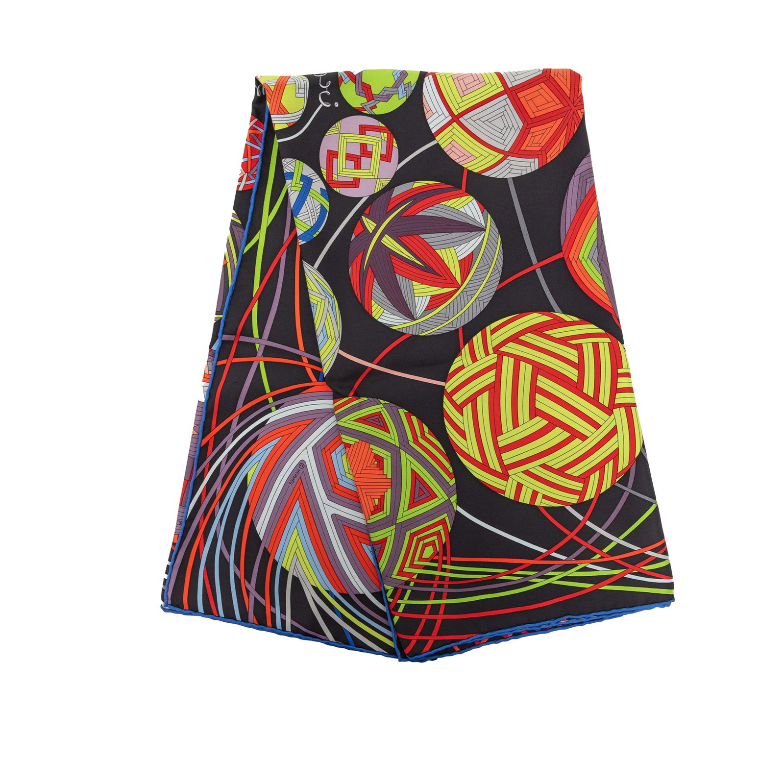 Hermes L Art du Temari 90 Silk Scarf Black (1 of 7)