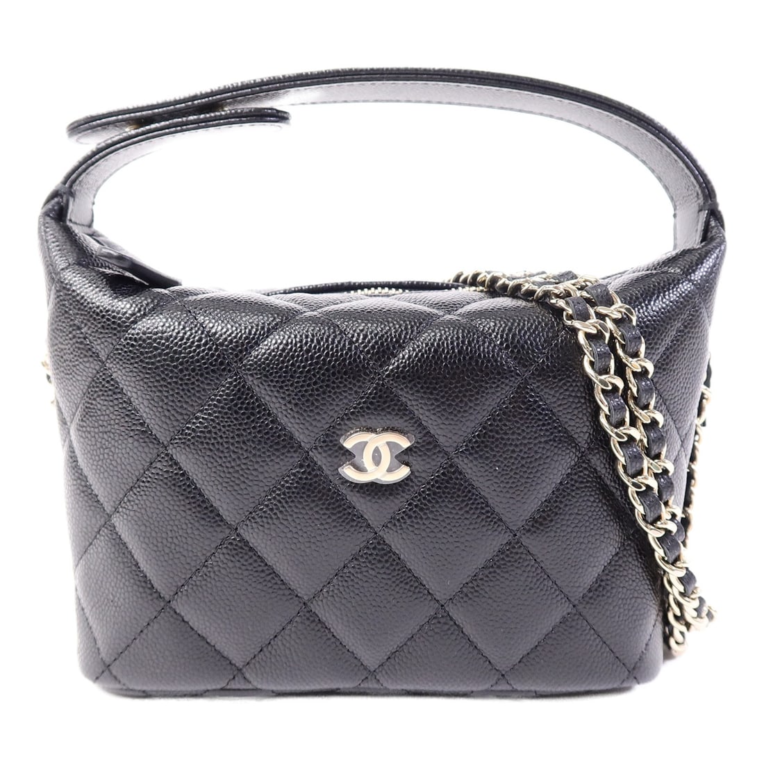 CHANEL AP4386 Small Hobo 2 Way Shoulder Bag Black Calfskin: CHANEL AP4386 Small Hobo 2 Way Shoulder Bag Black Calfskin Small Chanel CC hobo bag in black calfskin leather with a 2-way chain shoulder design. This women's bag features a compact silhouette and inc