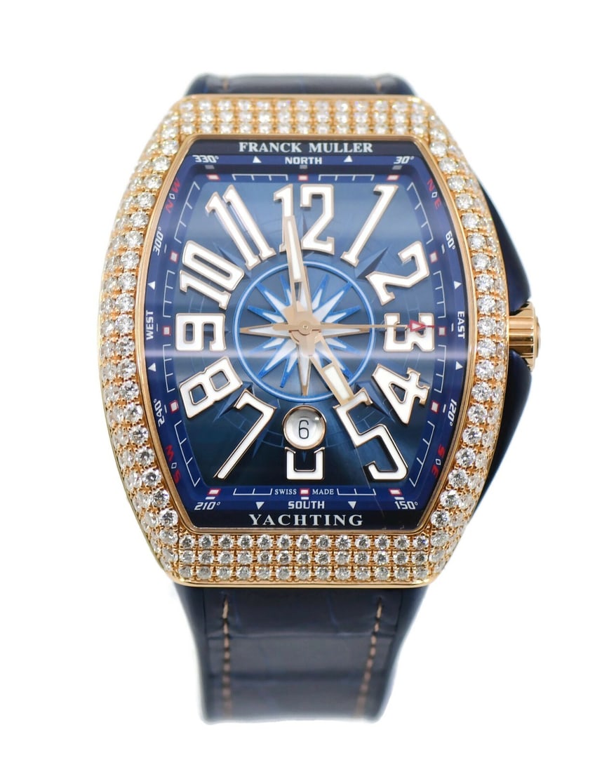 Franck Muller Vanguard Diamond 18K Rose Gold Watch V45SCDTD with Papers: Franck Muller Vanguard Diamond 18K Rose Gold Watch V45SCDTD with Papers Discover the elegance of the Franck Muller Vanguard Diamond Watch, a stunning timepiece crafted from 18K rose gold. This exquisi