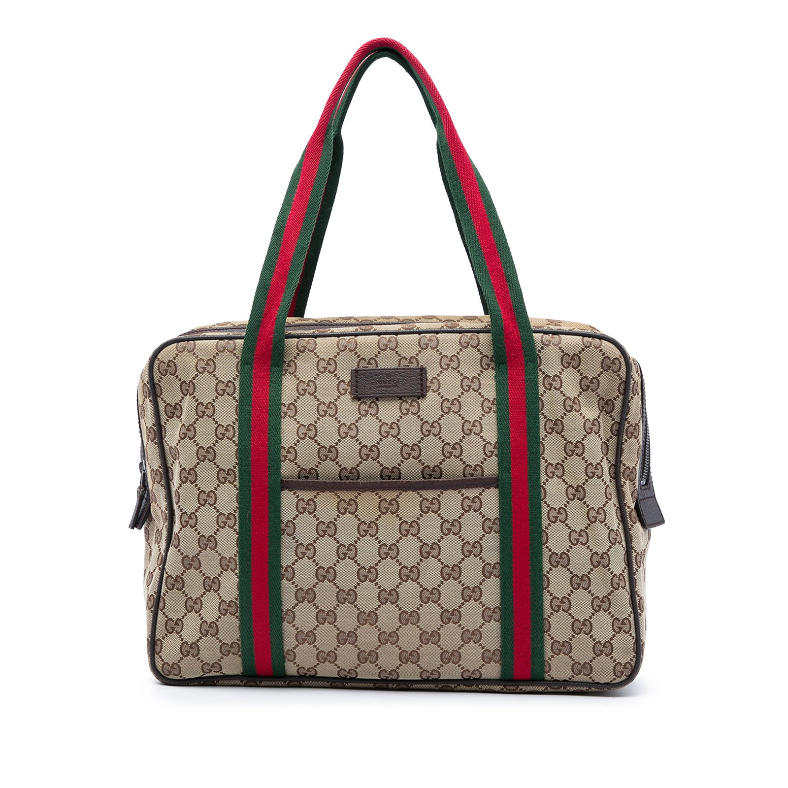 Gucci GG Canvas Web Briefcase Beige Fabric Leather Trim (1 of 5)