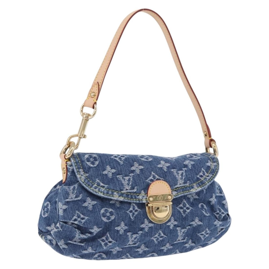 Louis Vuitton M95050 Mini Preity Blue Monogram Denim Handbag: Louis Vuitton M95050 Mini Preity Blue Monogram Denim Handbag Louis Vuitton Monogram Denim Mini Preity handbag in blue Monogram Denim Canvas. This women's handbag is made in Spain and includes a dust b