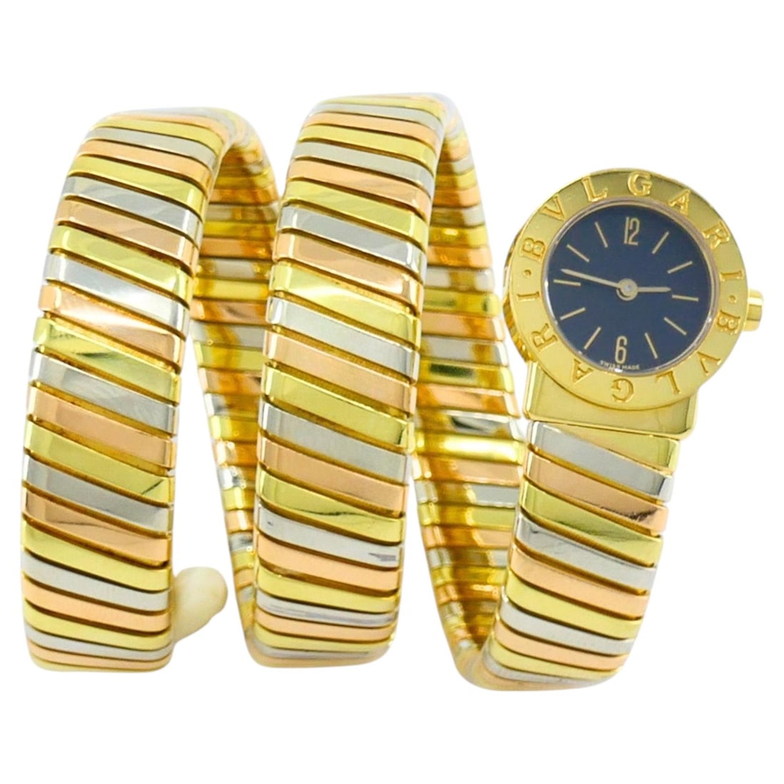 Bvlgari BB19 Tubogas tri color 18k gold triple wrap watch (1 of 9)