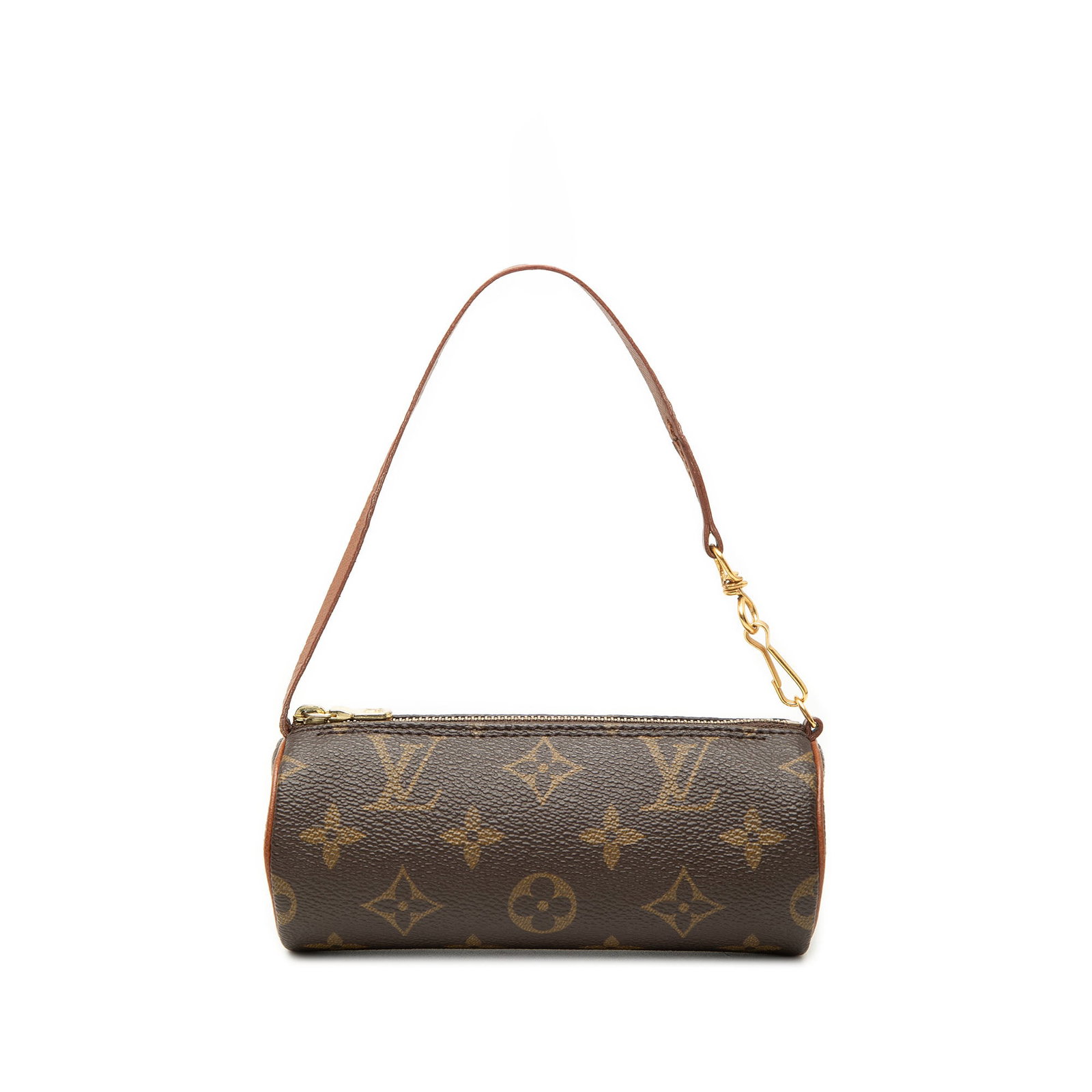 Louis Vuitton Papillon Pochette Monogram Canvas Shoulder Bag: Louis Vuitton Papillon Pochette Monogram Canvas Shoulder Bag A compact Louis Vuitton Monogram Papillon Pochette crafted with a monogram canvas body, leather trim, a flat leather strap, and a top zip c