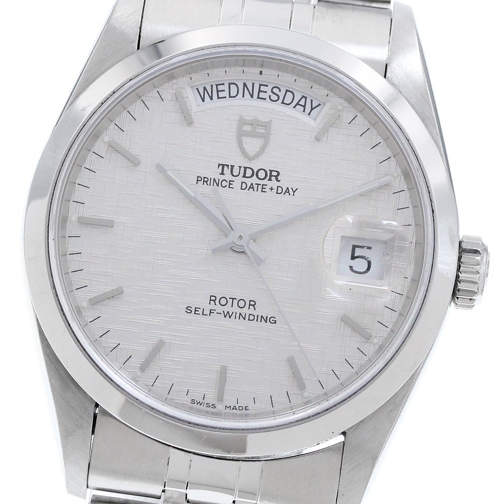 TUDOR Prince Date-Day Ref 76200 Automatic Mens Wristwatch: TUDOR Prince Date-Day Ref 76200 Automatic Mens Wristwatch TUDOR Prince Day-Date men's wristwatch with an automatic movement and silver linen dial. This Swiss-made watch features a stainless steel case