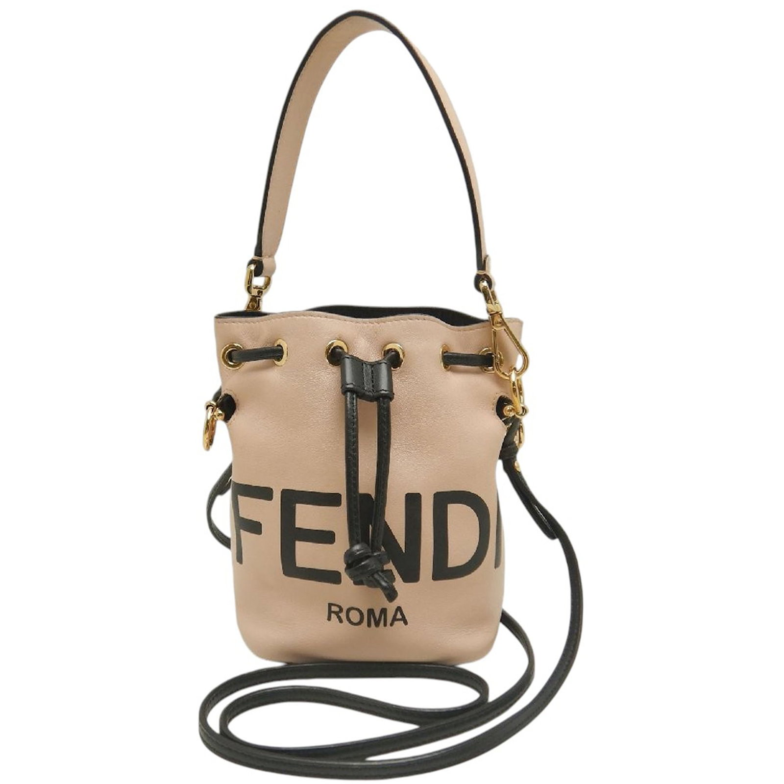 Fendi Mon Tresor Mini Bucket Bag in Brown Calfskin: Fendi Mon Tresor Mini Bucket Bag in Brown Calfskin A compact Fendi Mon Tresor bucket bag crafted in brown calfskin leather. This mini bag features a flat leather top handle, a detachable flat leather 