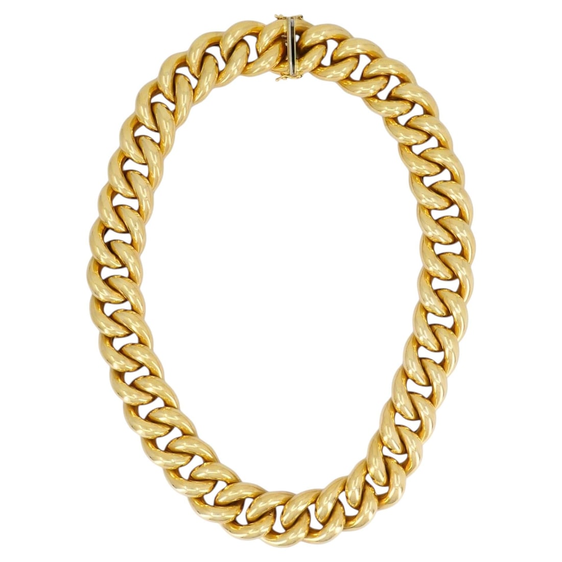 Italian 14K Yellow Gold Hollow Curb Link Necklace 18.25 in: Italian 14K Yellow Gold Hollow Curb Link Necklace 18.25 in Vintage Italian 14k yellow gold curb link necklace featuring oversized hollow links and a bold high polish finish. The rounded, dimensional l
