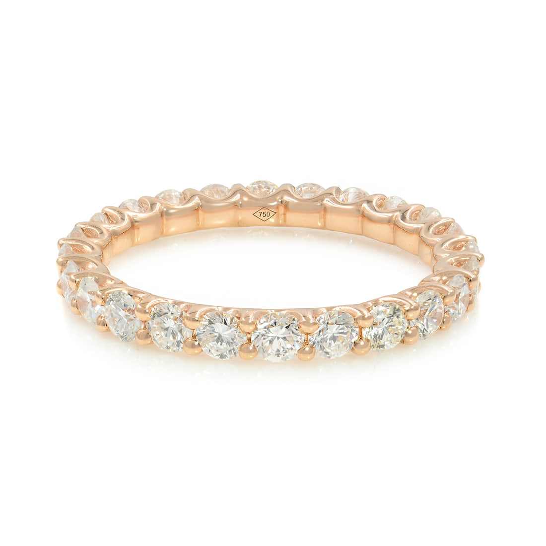 Rachel Koen 18K Rose Gold U-Shape Diamond Eternity Ring 1.25cttw: Rachel Koen 18K Rose Gold U-Shape Diamond Eternity Ring 1.25cttw This exquisite U-shape diamond eternity band by Rachel Koen is crafted from luxurious 18K rose gold, featuring a total carat weight of 