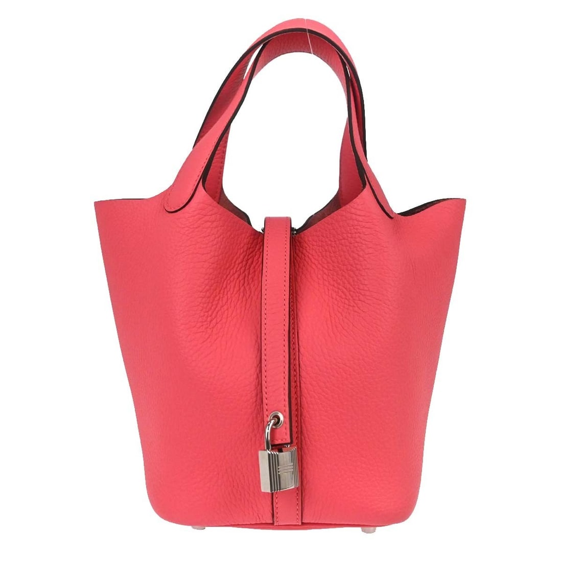 Hermes Picotin PM Taurillon Clemence Small Handbag Rose Lipstick: Hermes Picotin PM Taurillon Clemence Small Handbag Rose Lipstick Hermes Picotin Lock 18 PM handbag in Rose Lipstick Taurillon Clemence leather. This small women's handbag features double handles, a bu