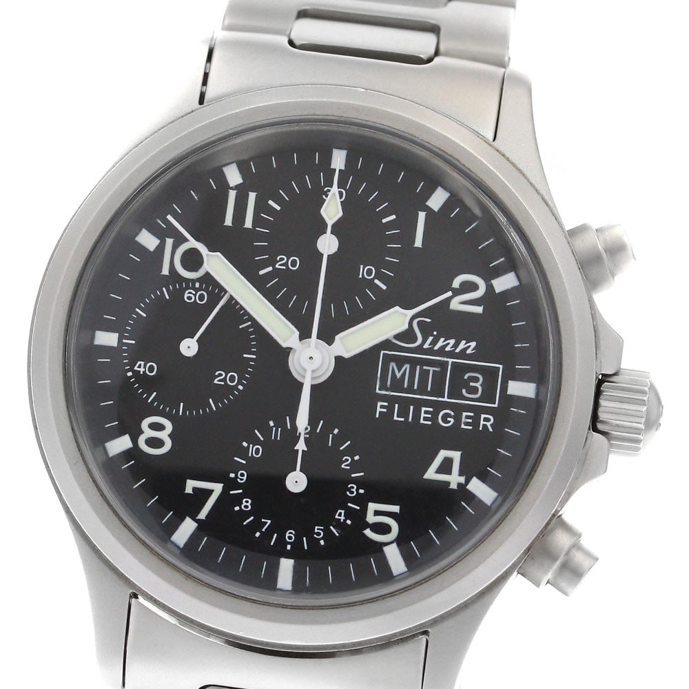 Sinn 356 Flieger automatic chronograph wristwatch with day date (1 of 6)