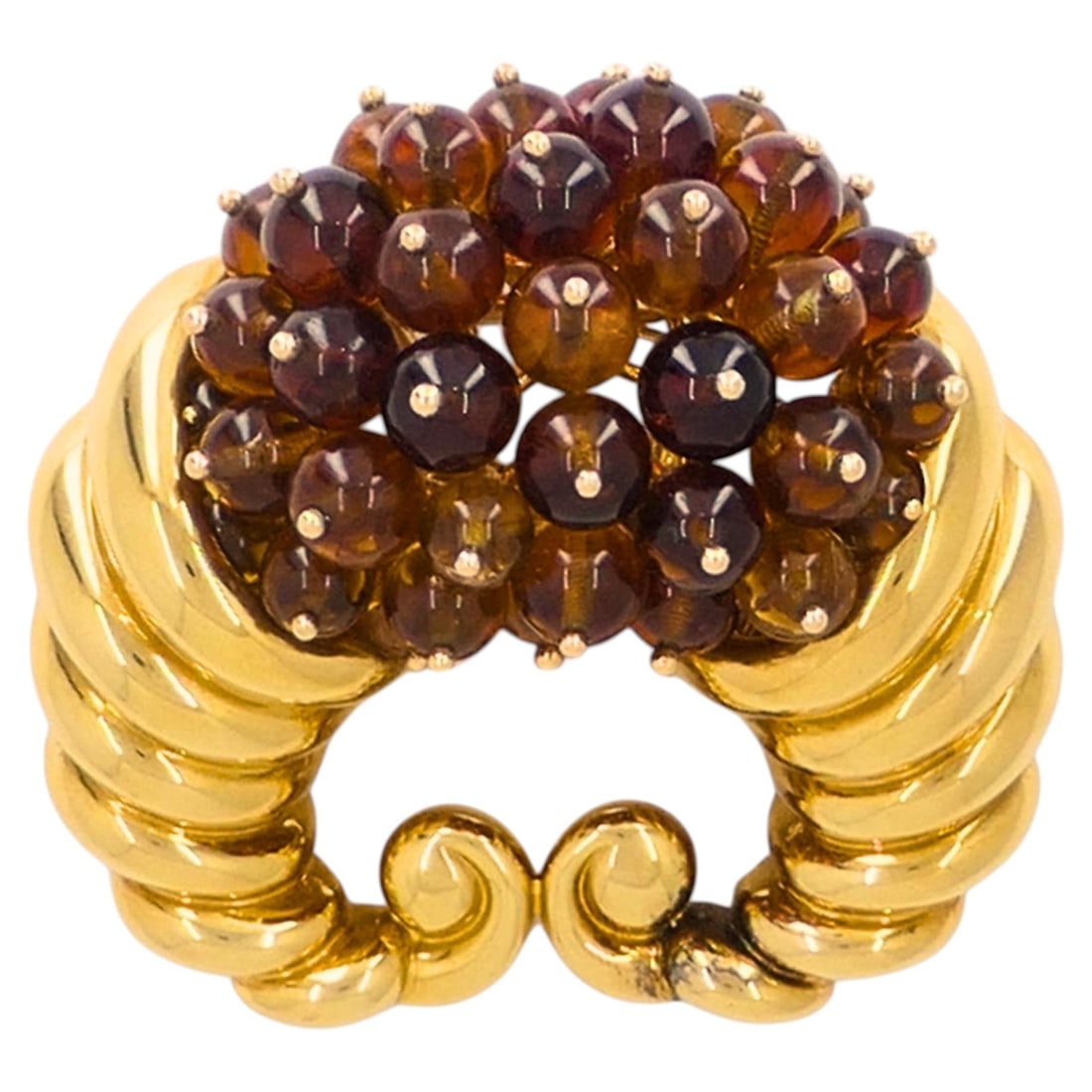 Retro French clip brooch in 18k yellow gold with citrine by Suzanne Belperron (1 of 7)