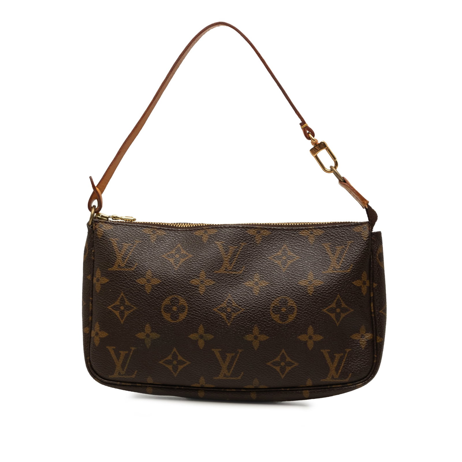 Louis Vuitton Pochette Accessoires Monogram Canvas Shoulder Bag: Louis Vuitton Pochette Accessoires Monogram Canvas Shoulder Bag A Louis Vuitton Monogram Pochette Accessoires made in France. This bag features a monogram canvas body, a flat vachetta leather handle, 
