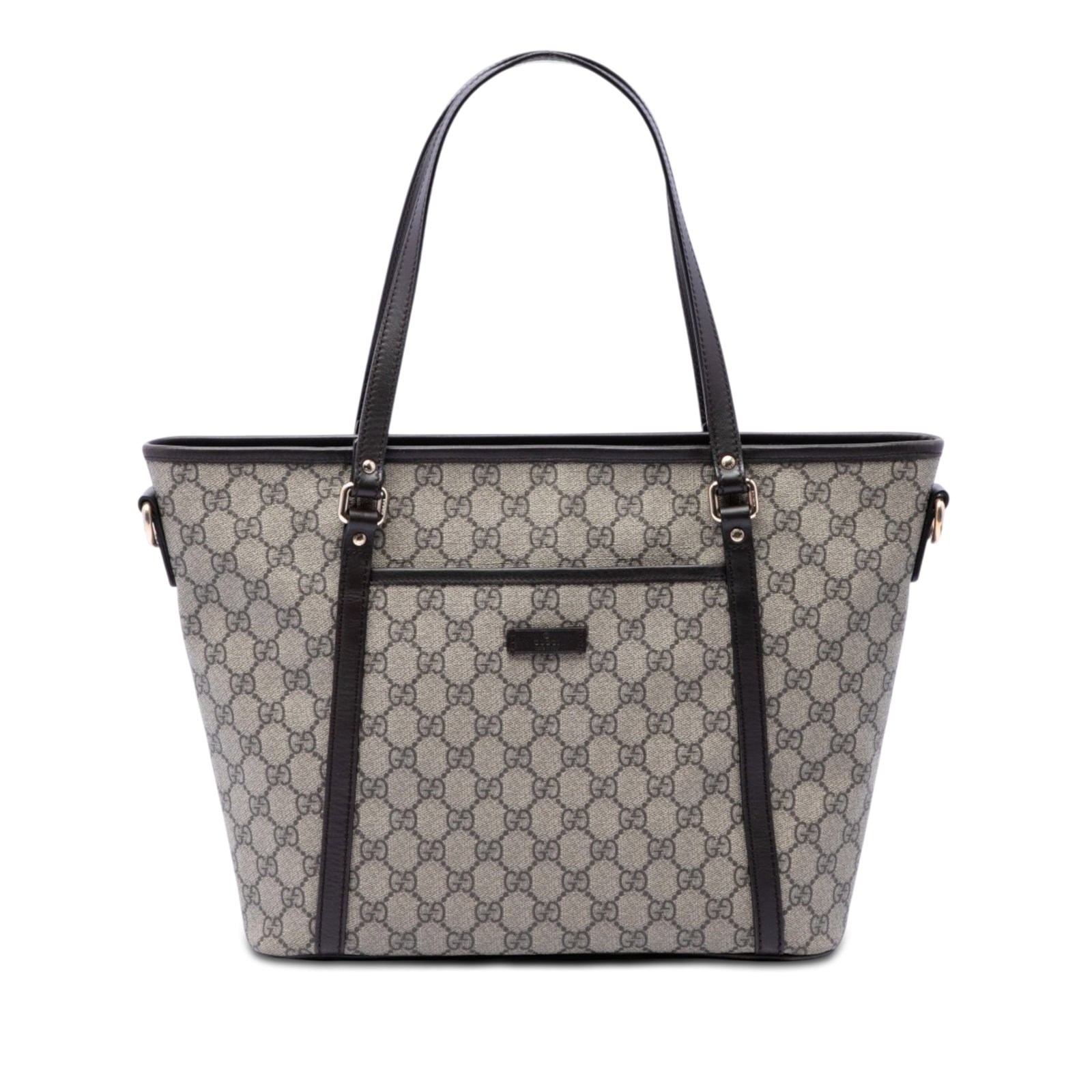 Gucci GG Supreme Joy Convertible Satchel Beige Coated Canvas: Gucci GG Supreme Joy Convertible Satchel Beige Coated Canvas Gucci GG Supreme Joy Convertible Tote in beige coated canvas with leather trim. This satchel-style bag features flat leather handles, a top