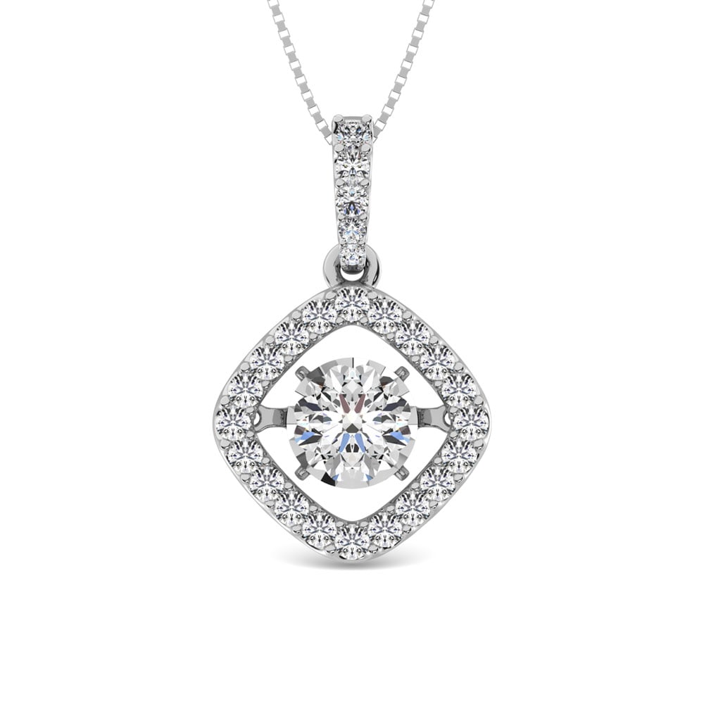 Diamond 2 Ct.Tw. Square Shape Shimmering Pendant in 14K White Gold: Diamond 2 Ct.Tw. Square Shape Shimmering Pendant in 14K White Gold 14k White Gold Stone Color: G-h Stone Clarity: I1 Unless otherwise specified, pendants that include a chain are paired with our stand