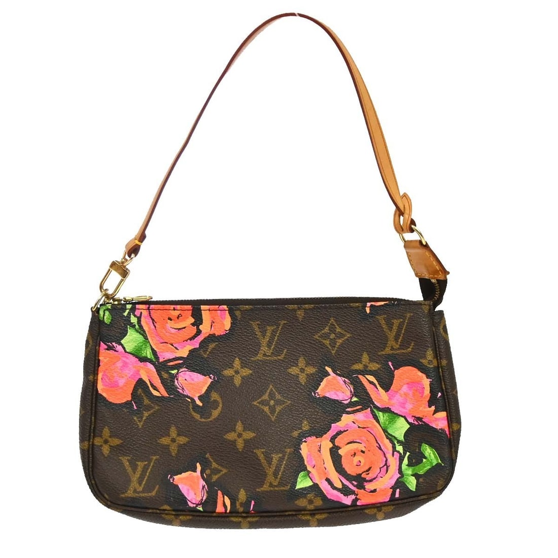 Louis Vuitton Pochette Accessoires Monogram Rose Small Handbag M48615: Louis Vuitton Pochette Accessoires Monogram Rose Small Handbag M48615 Louis Vuitton Pochette Accessoires handbag in Monogram Rose canvas and leather with a zip closure, logo accents, and a detachable 