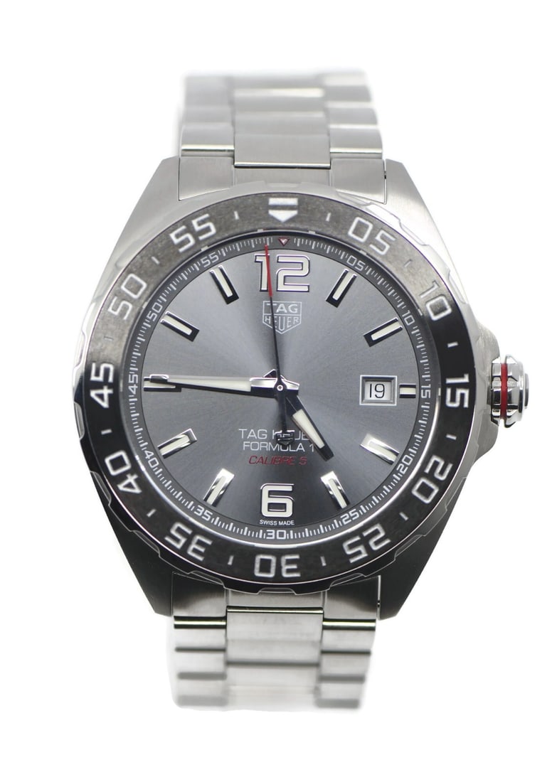 TAG Heuer WAZ2011 Formula 1 automatic stainless steel wristwatch: TAG Heuer WAZ2011 Formula 1 automatic stainless steel wristwatch TAG Heuer Formula 1 WAZ2011 men's wristwatch with a stainless steel case and bracelet. This sport watch features a gray sunburst dial w
