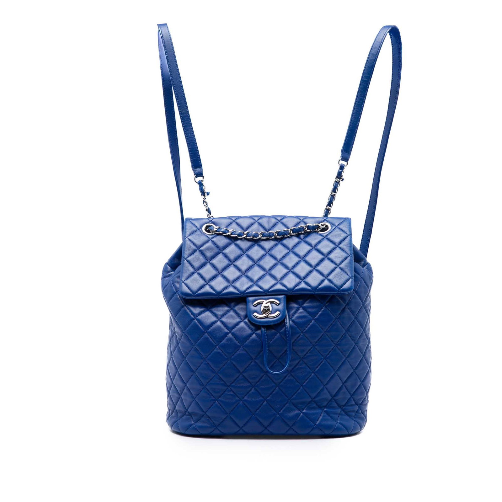Chanel Urban Spirit Large Quilted Lambskin Leather Backpack Blue: Chanel Urban Spirit Large Quilted Lambskin Leather Backpack Blue A Chanel Urban Spirit backpack crafted in quilted lambskin leather with a structured yet soft silhouette. This large backpack features 