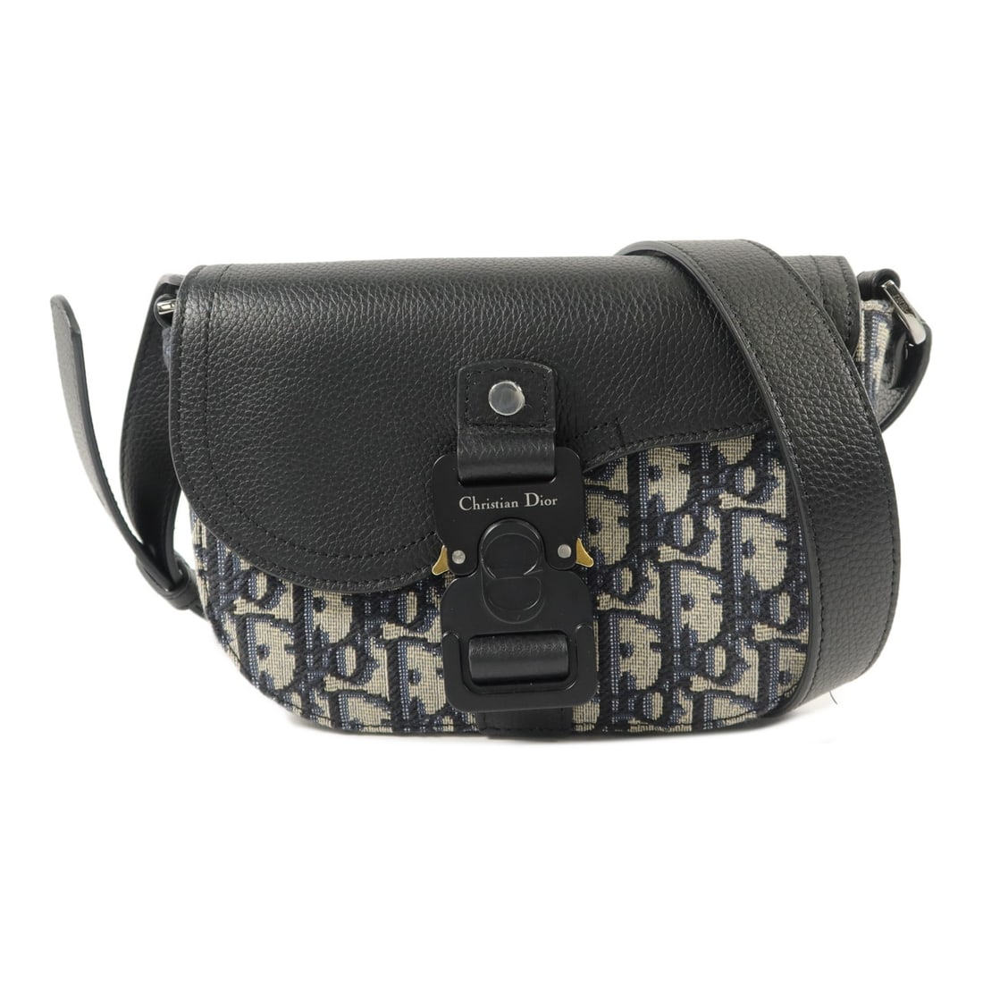 Dior Mini Saddle Messenger Shoulder Bag Beige Blue Calfskin Canvas: Dior Mini Saddle Messenger Shoulder Bag Beige Blue Calfskin Canvas Mini Saddle messenger shoulder bag in calfskin and canvas with a blue and beige colorway. This women's shoulder bag features one open