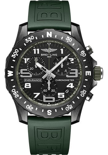 Breitling Endurance Pro Mens Watch Ref. X82310D31B1S1 Black Dial Green Strap (1 of 8)