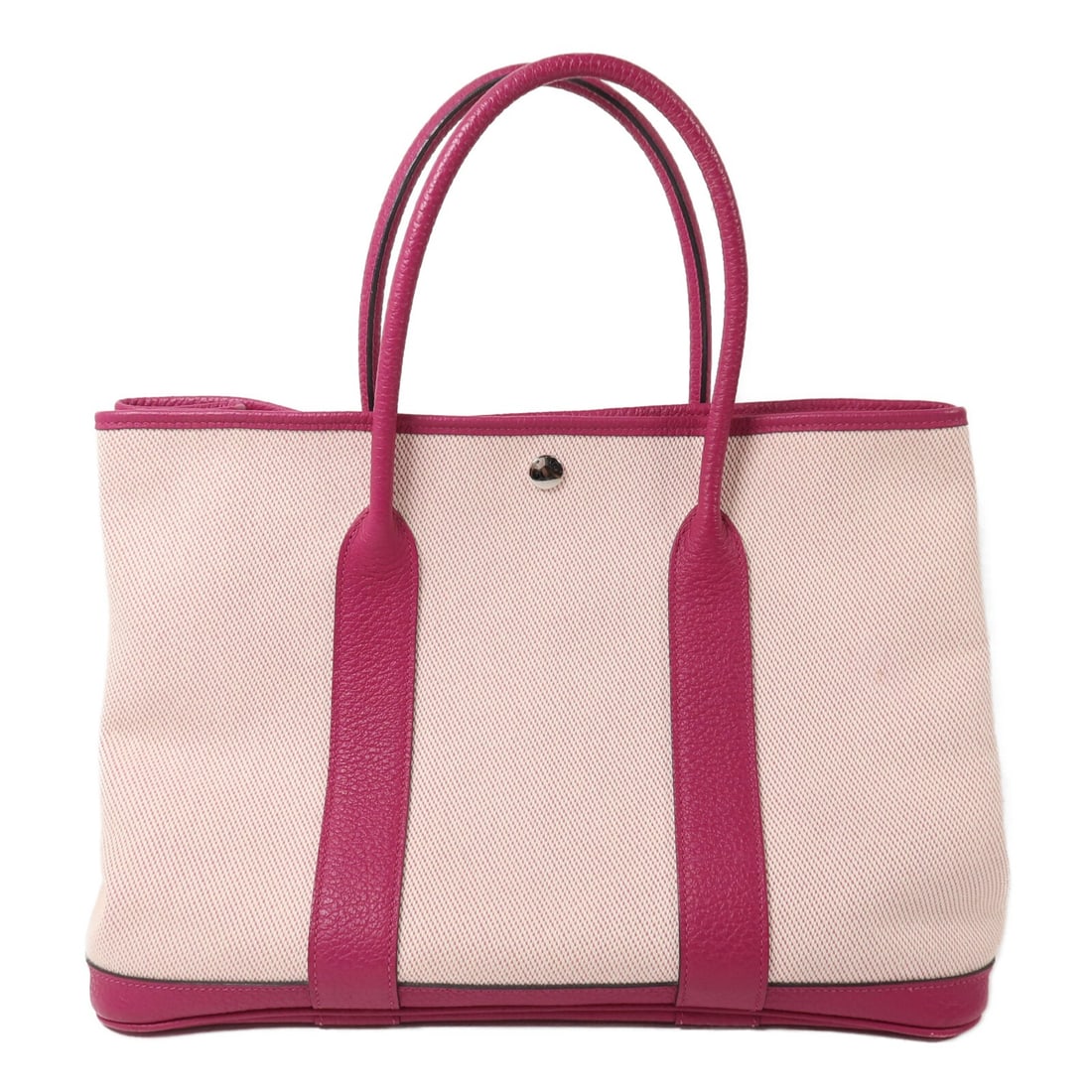 Hermes Garden Party PM Womens Canvas Tote Rose Pourpre White PHW (1 of 13)