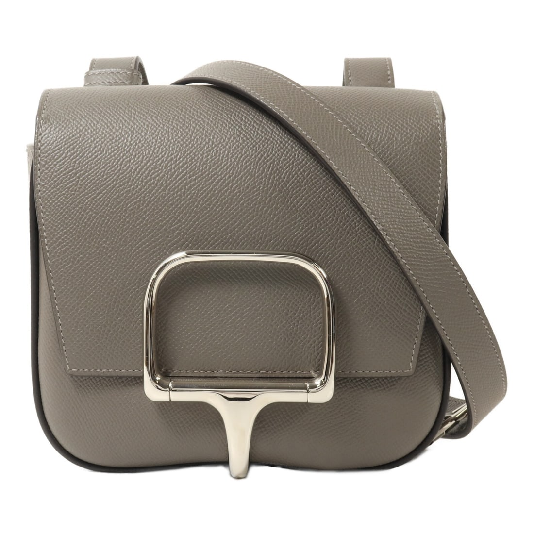 Hermes Della Cavalleria Mini Shoulder Bag Epsom Calfskin Etain PHW: Hermes Della Cavalleria Mini Shoulder Bag Epsom Calfskin Etain PHW Hermes Della Cavalleria Mini Shoulder Bag in Etain gray, crafted from Epsom leather with calfskin (cowhide) trim. This shoulder bag f