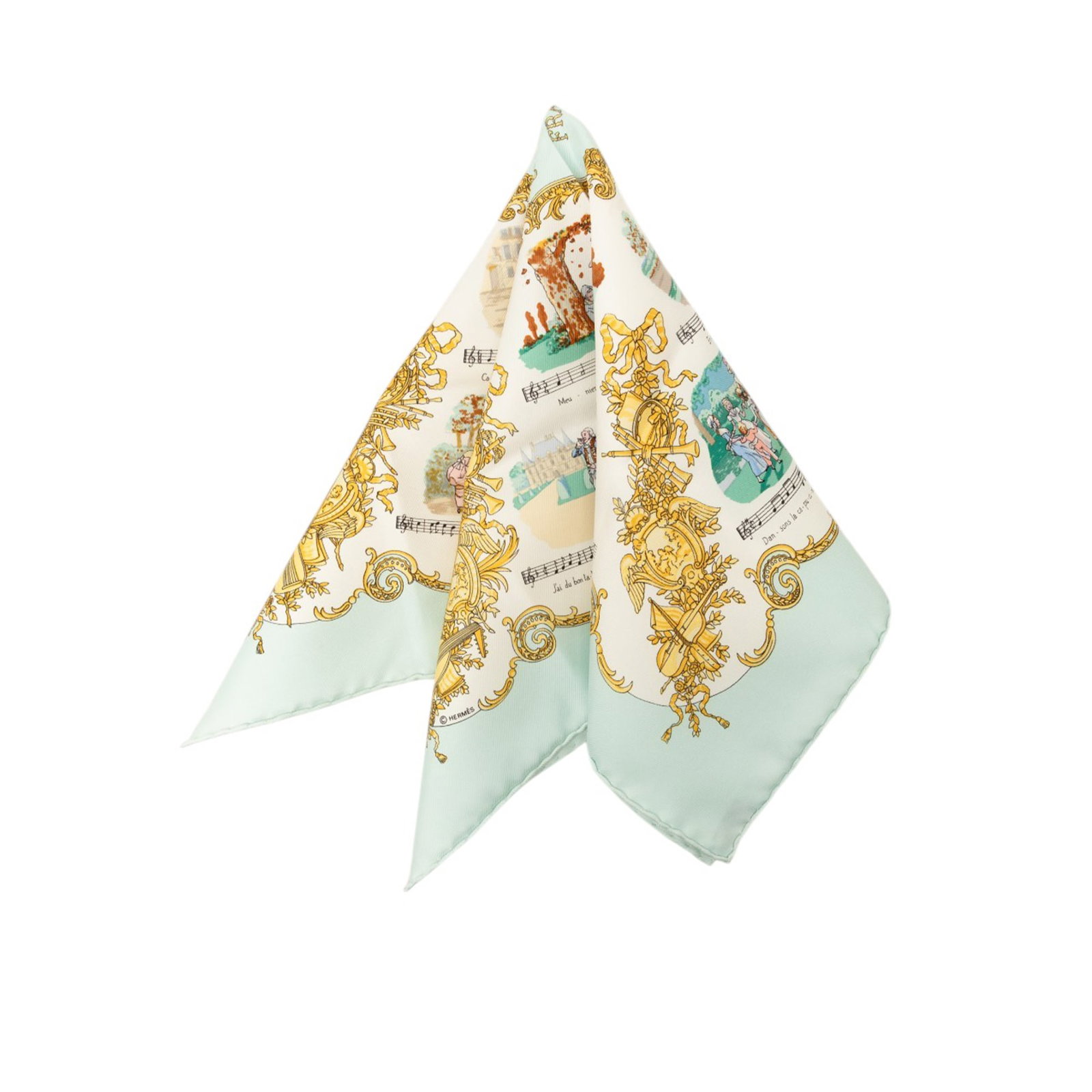 Hermes Chansons de France silk pocket square scarf (1 of 7)